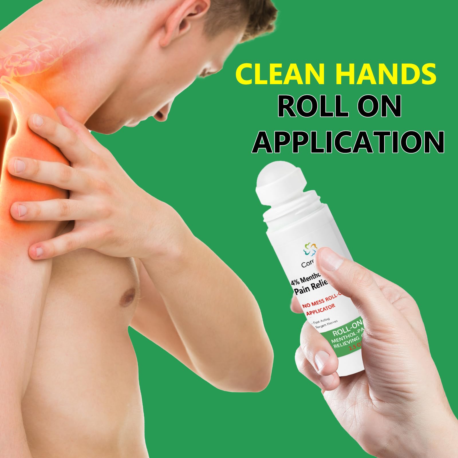 CARELIVING Roll On Pain Relief for Knee, Neck, Joint, Shoulder, Arthritis Pain Reliever, Sore Muscle Relief, Roll On Menthol Gel 2.5 Fl Oz (Pack of 2) CARELIVING uk supplements