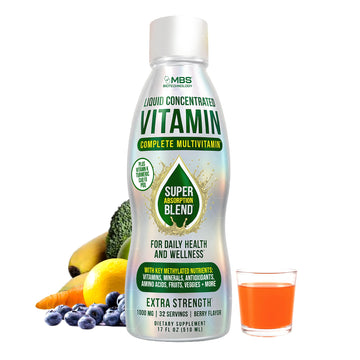 MBS Biotechnology Liquid Multivitamin for Adults – Complete High-Absorption Daily Vitamin with Superfoods, CoQ10, B-Complex, Turmeric & PQQ – Immune & Energy Support – Berry Flavor, 17 oz MBS Biotechnology uk supplements
