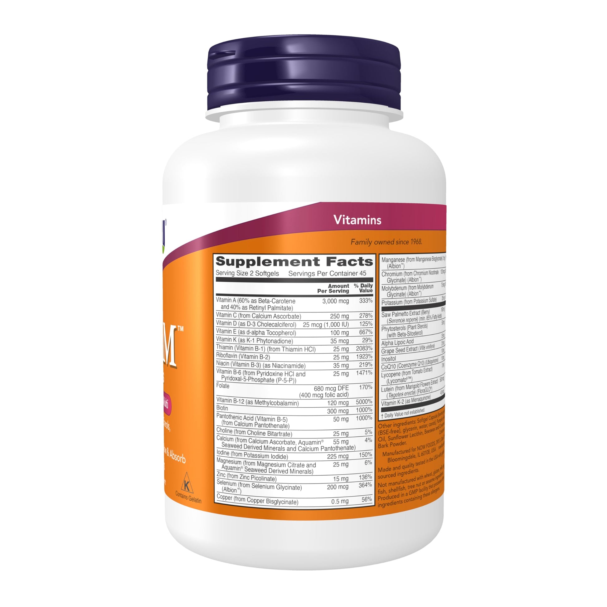 NOW Supplements, ADAM™ Men's Multivitamin with Saw Palmetto, Plant Sterols, Lycopene & CoQ10, 90 Softgels NOW Foods uk supplements