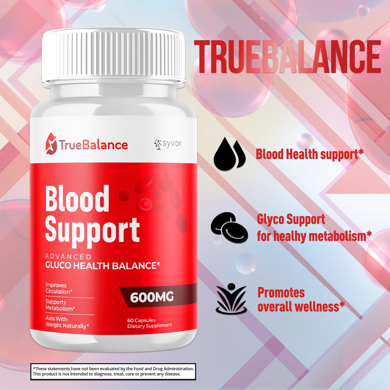 (3 Pack) True Balance Capsules, Official TrueBalance Glycogen Support Pills with All Natural Ingredients, Advanced Formula Support Supplement with Max Strength Vitamins for Women & Men (180 Capsules) Syvor uk supplements