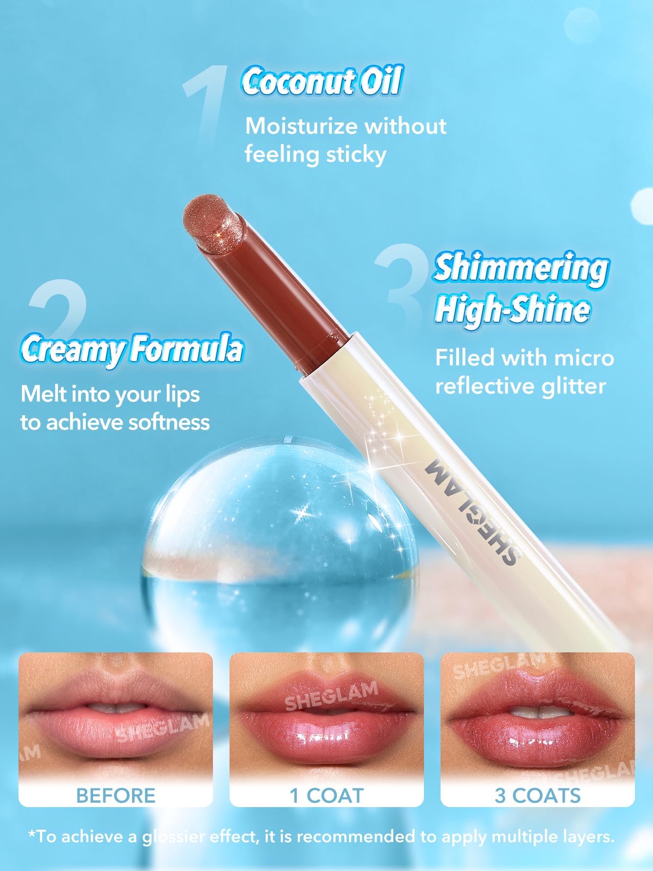 SHEGLAM Pout-Perfect Moisturizing Solid Lip Gloss Shimmer Lip Plumper - Violet Fizz SHEGLAM uk supplements