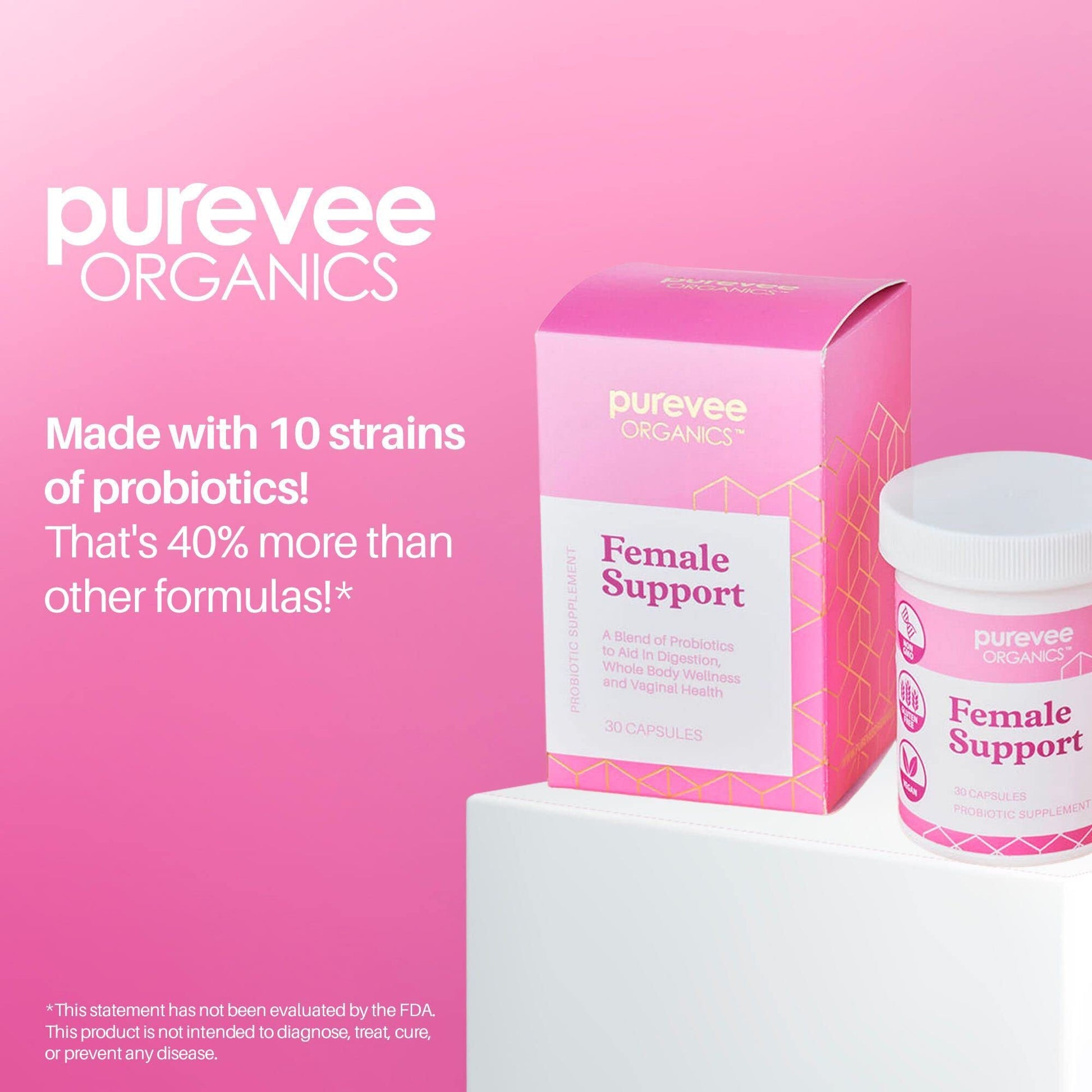 Purevee Organics Vaginal Probiotics for Women, 10 Essential Probiotic Strains, Vaginal + pH Balance Purevee Organics uk supplements