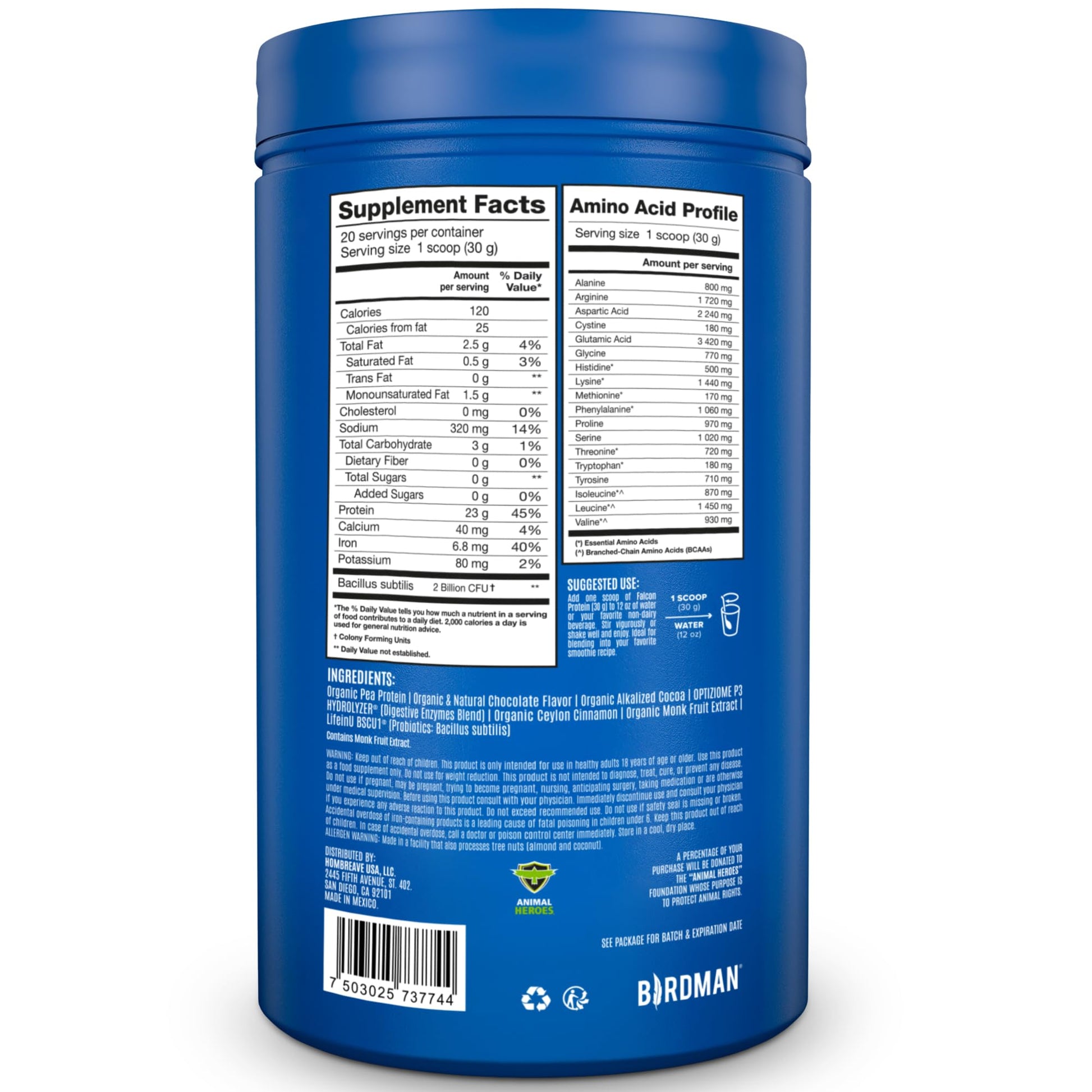 BIRDMAN Falcon Vegan Protein Powder Organic, Stevia & Sugar Free, Plant Based Protein BIRDMAN uk supplements