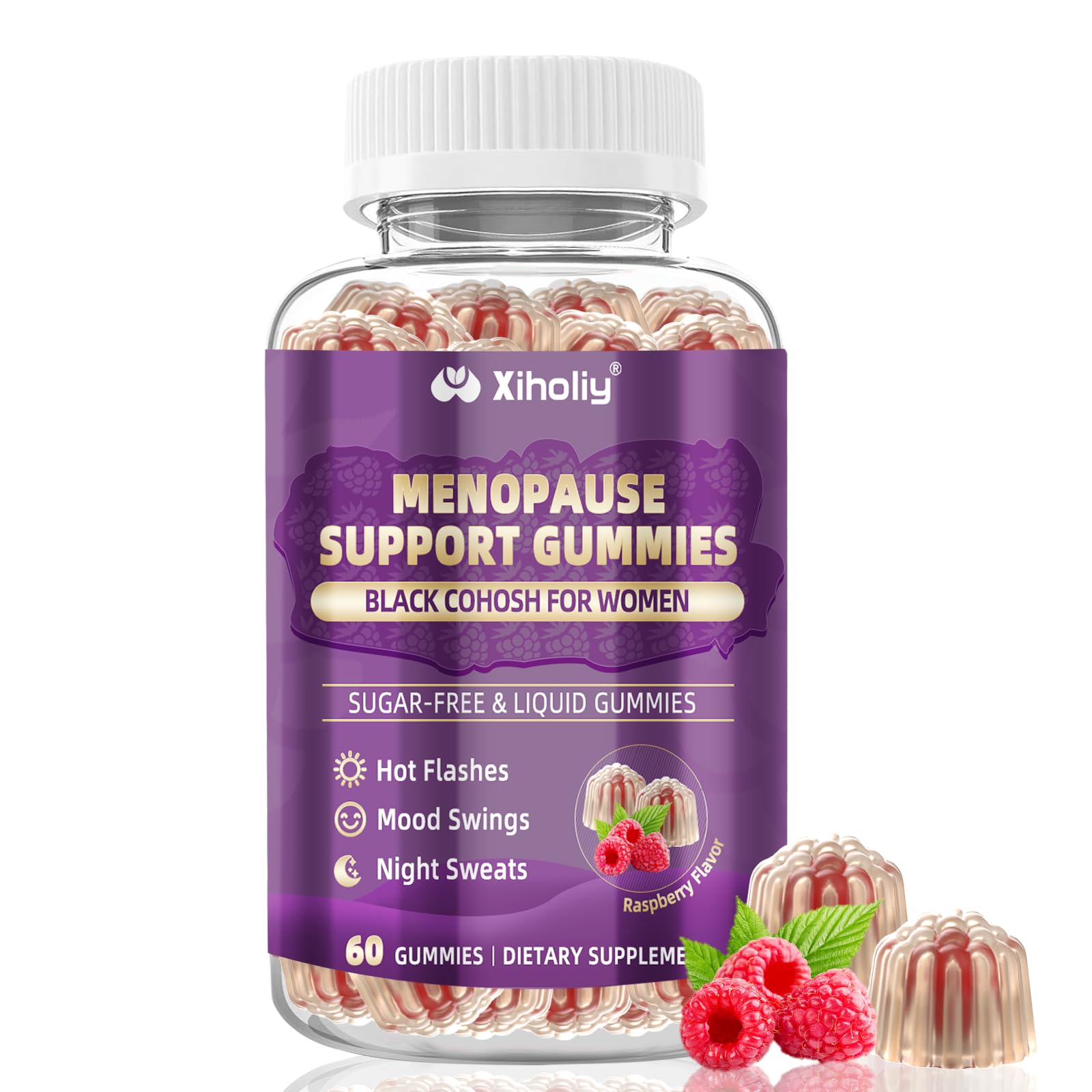 Menopause Supplements for Women with Black Cohosh, Menopause Relief Sugar Free Gummies for Hot Flashes, Natural Female Hormone Balance & Ashwagandha, Magnesium for Night Sweats, Mood Swings, 60 Count XIHOLIY uk supplements