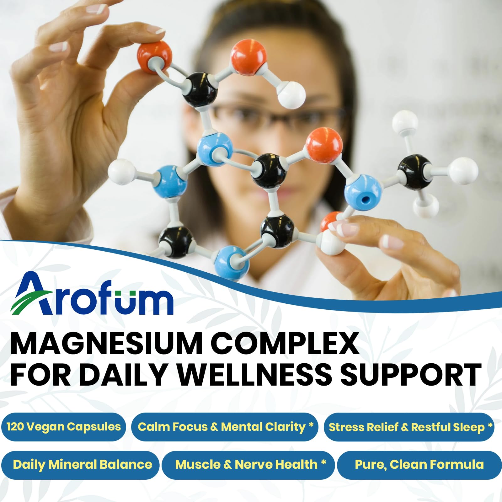 AROFUM Magnesium Glycine 200 mg, with L-theanine and Zinc Glycine – Magnesium Supplement to Help Soothe Emotions, Balance Stress, and Promote restful Sleep – Non-GMO Vegan Capsules, 120 Capsules Arofum uk supplements