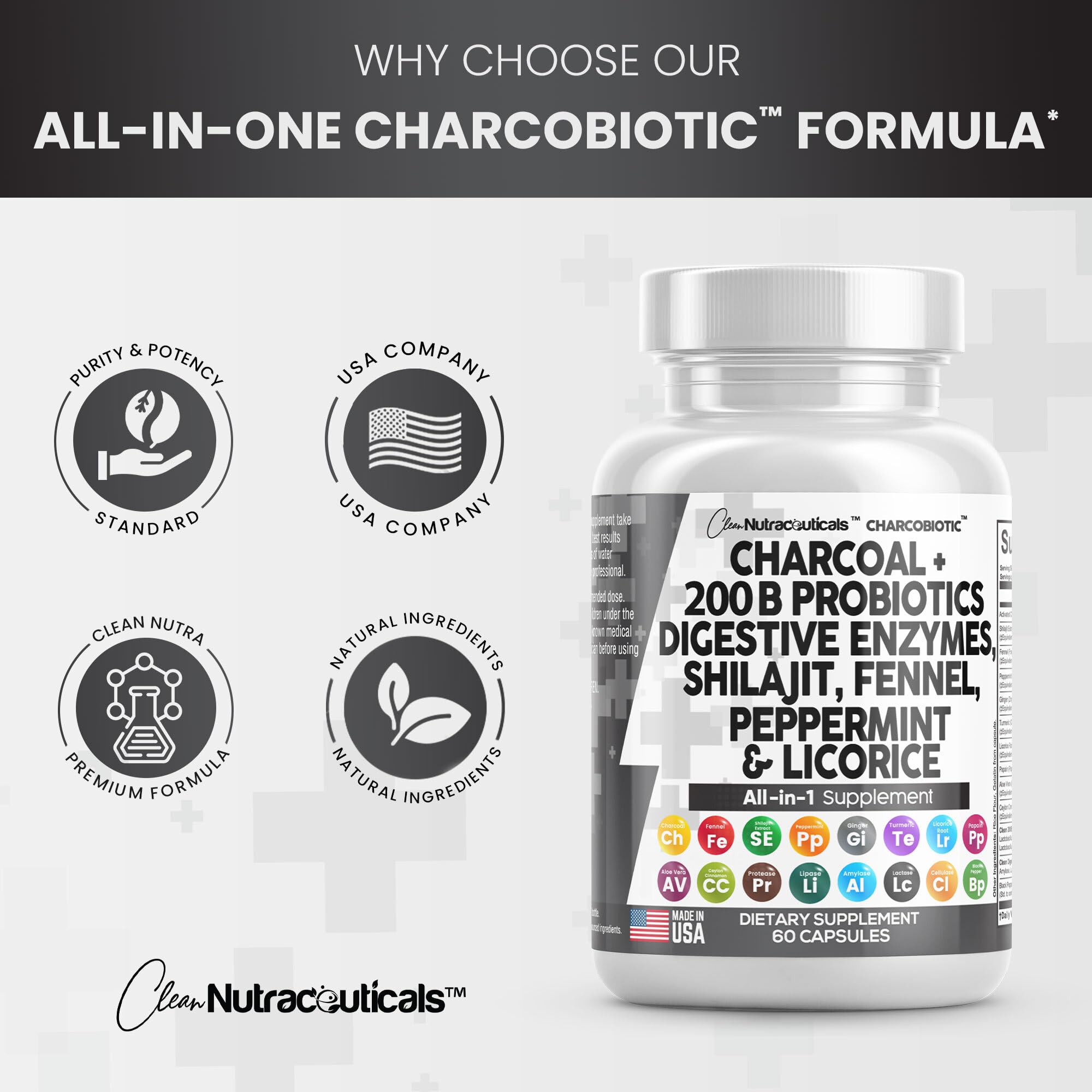 Clean Nutra Activated Charcoal Capsules 1000mg Shilajit 5000mg Pills Clean Nutraceuticals uk supplements