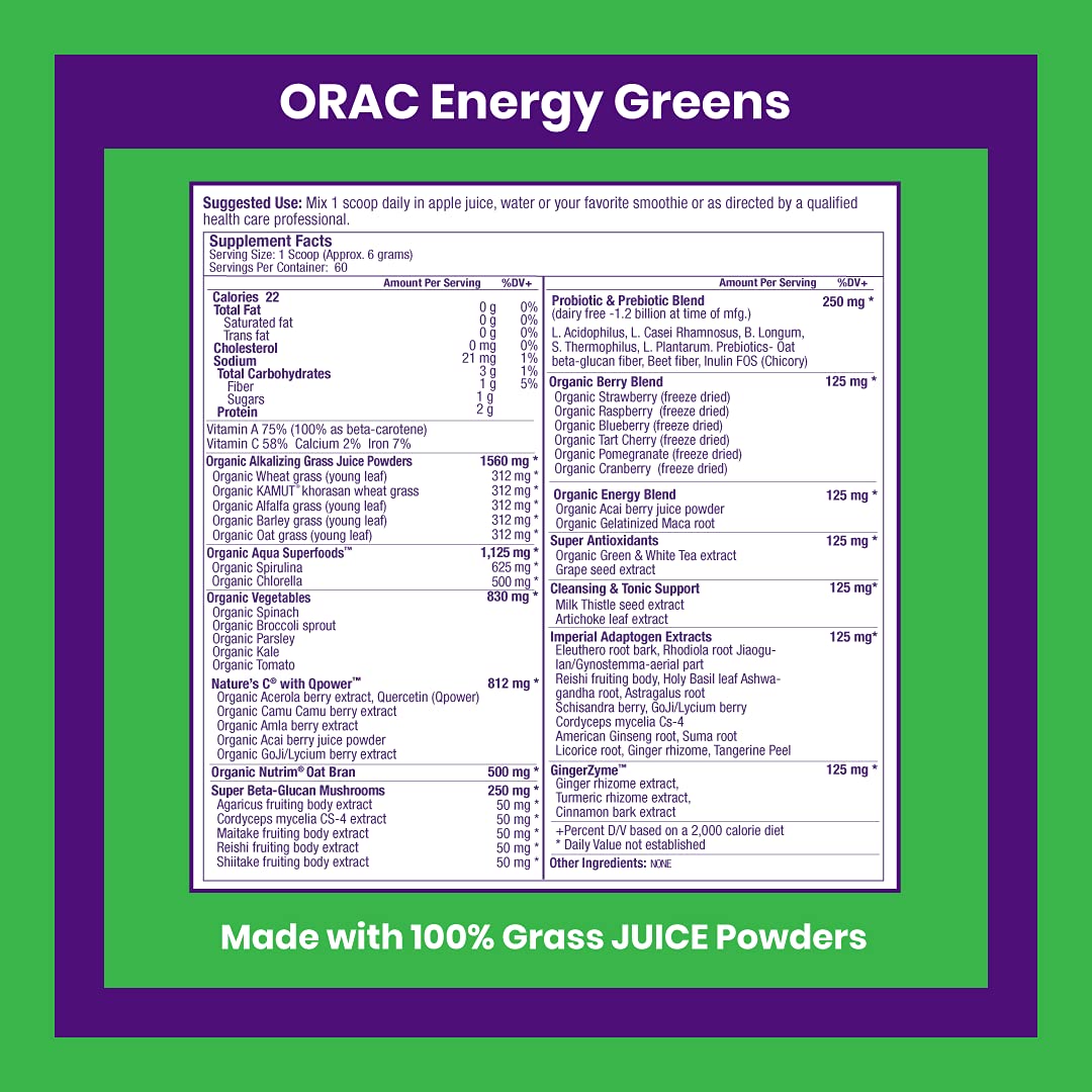 Paradise ORAC Energy Greens Powder Extract, Super Antioxidants, Probiotics for Gut Paradise Herbs uk supplements