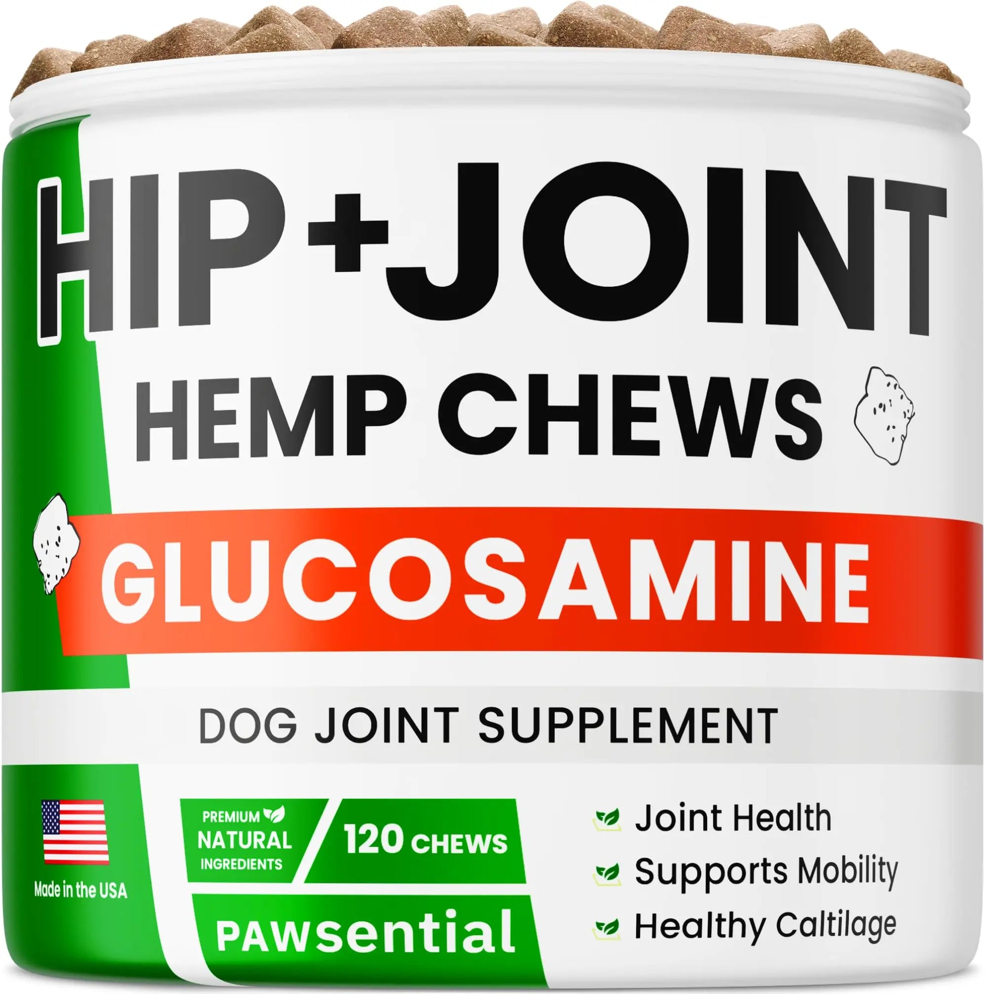 Pawsential Hemp Treats - Dog Joint Supplement - Mobility Support Chews w/Glucosamine Chondroitin, Turmeric, MSM - Hip & Joint Chews - Joint Pain Relief Treats - 120Ct Pawsential uk supplements
