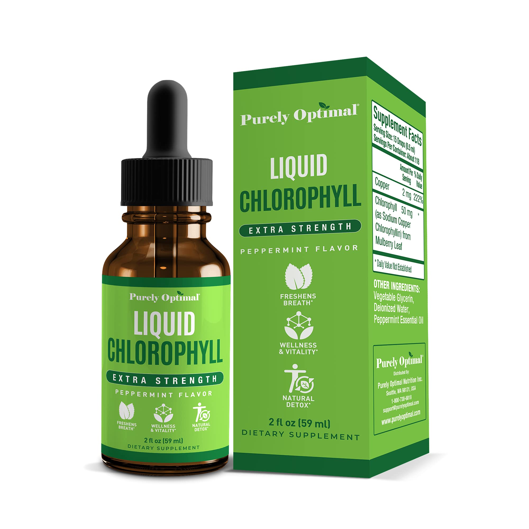 Premium Chlorophyll Liquid Drops - 100% Natural & Gluten Free Liquid Chlorophyll Purely Optimal uk supplements