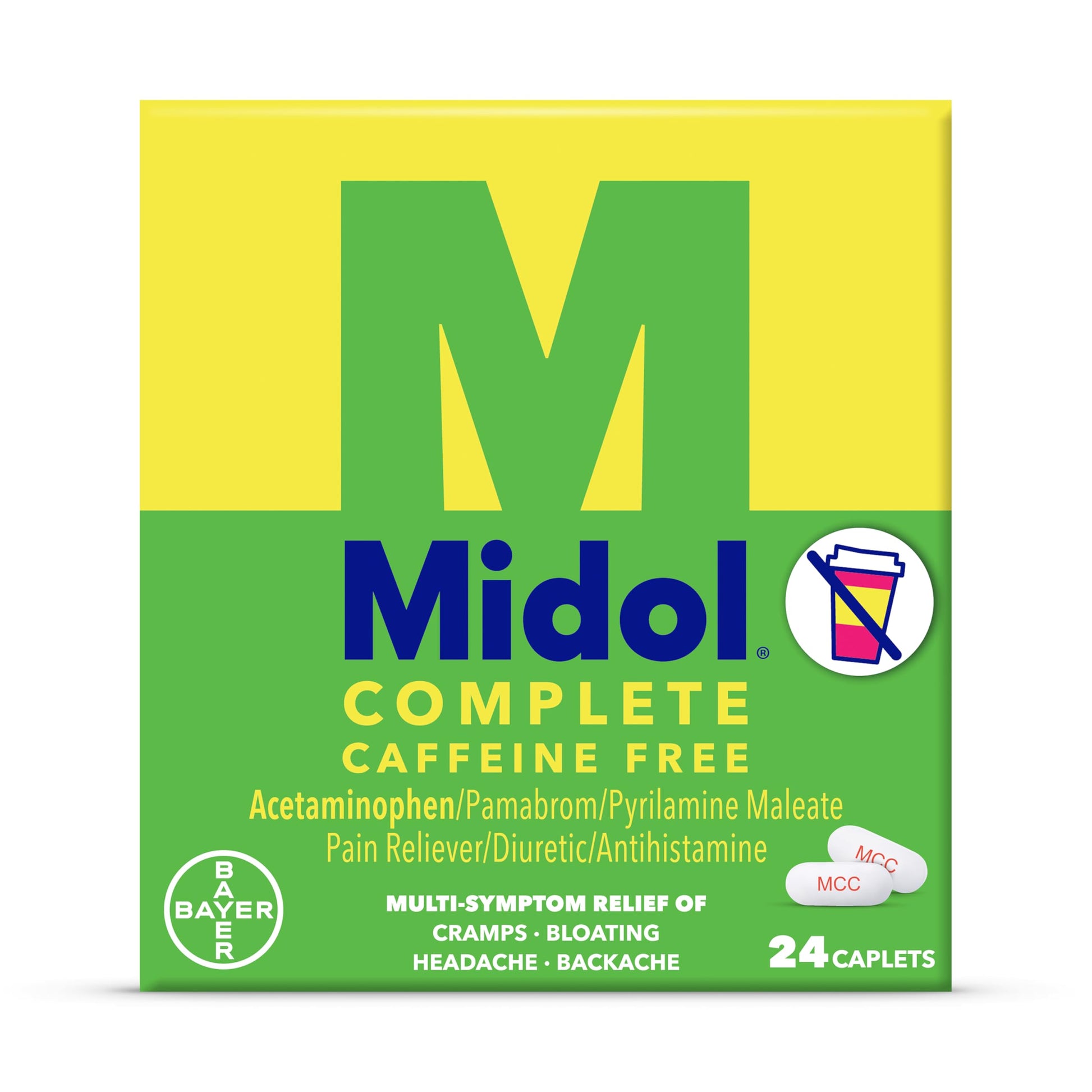 Midol Complete Caffeine Free Caplets 24ct: Midol Complete Caffeine Free Menstrual Pain Relief Caplets with Acetaminophen, Provides Headache Relief and Period Cramps Relief, 24 Count Midol uk supplements