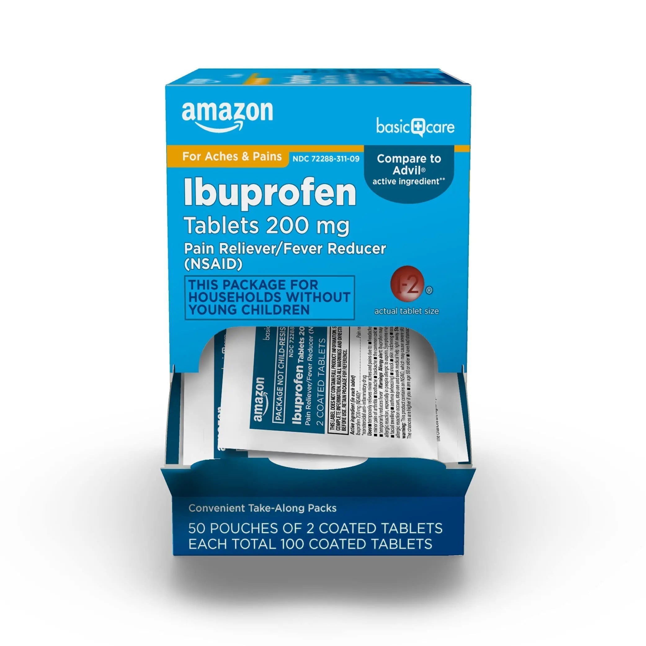 Amazon Basic Care Ibuprofen Tablets, 200 mg, Pain Reliever and Fever Reducer, For Headache, Muscular Aches, Arthritis, Backache, Menstrual Pain, 100 Count (Pack of 1) Amazon Basic Care uk supplements