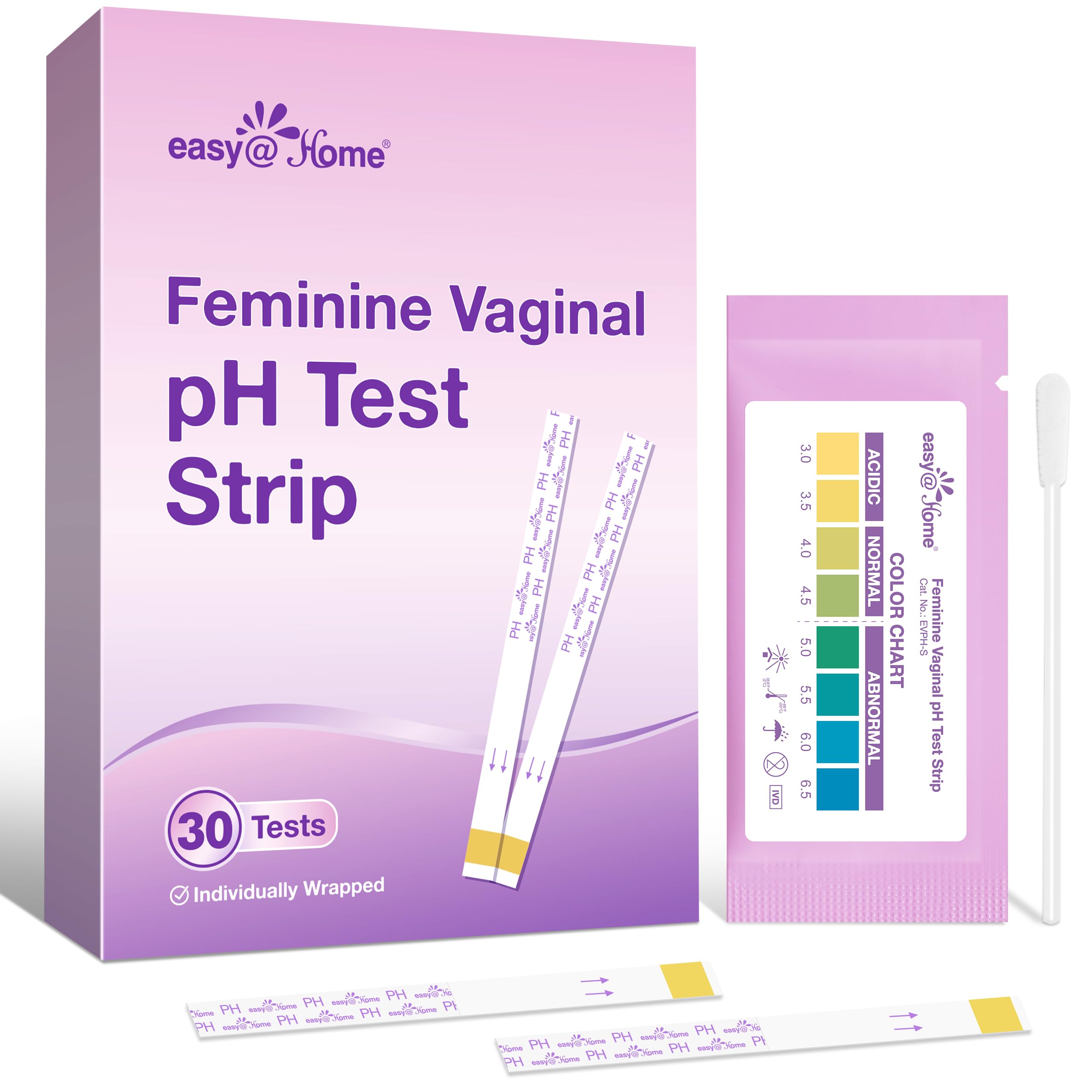 Easy@Home Vaginal pH Test -30 Strips | BV Test Kit at Home for Women | Yeast Infection Test + pH Balance Easy@Home uk supplements