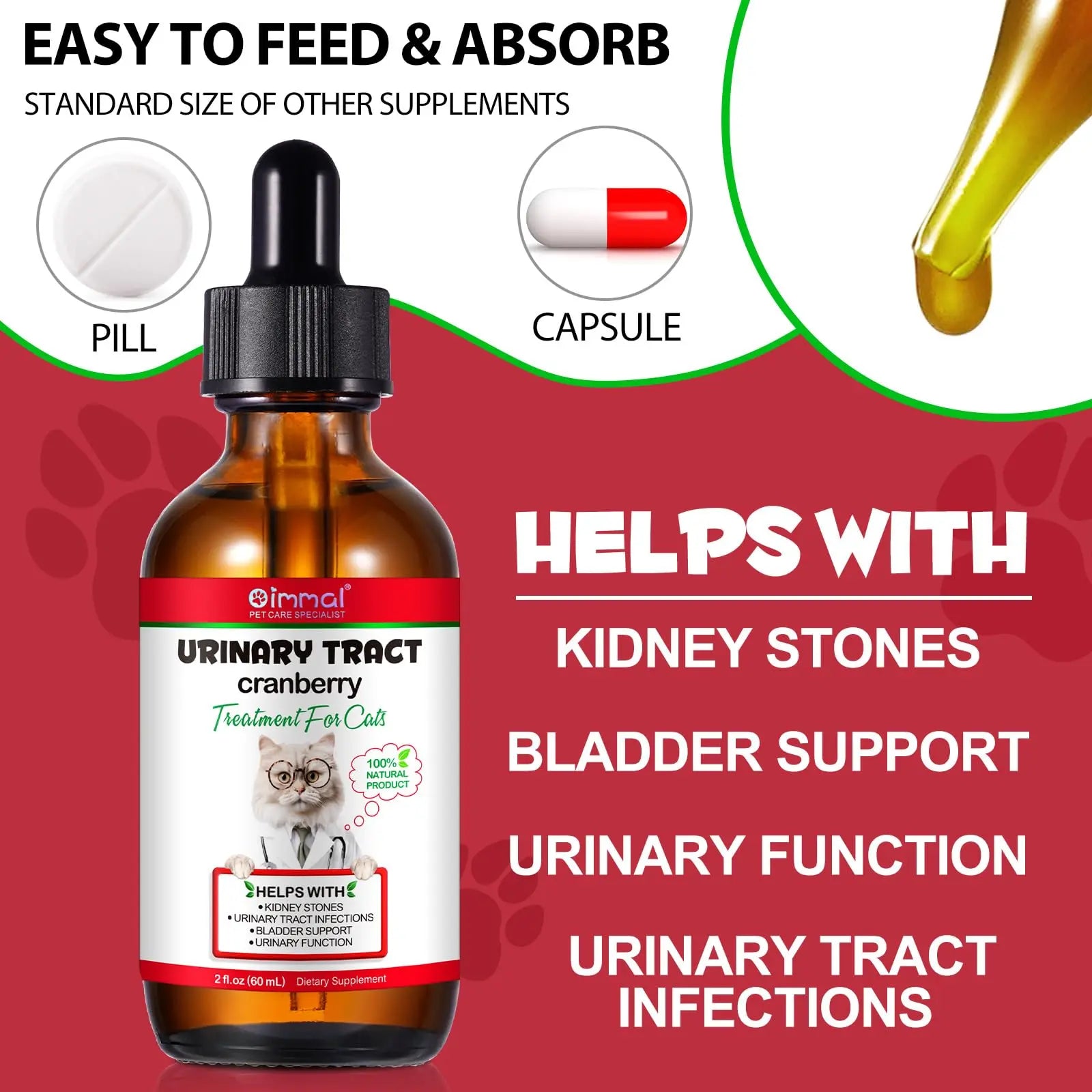Cat Urinary Tract Infection Treatment, Cat UTI Treatment Drops Supports Bladder, Kidney Stone, Cranberry Kidney Bladder Support Supplement, Chicken Flavor, 60ml BTQAFVZT uk supplements