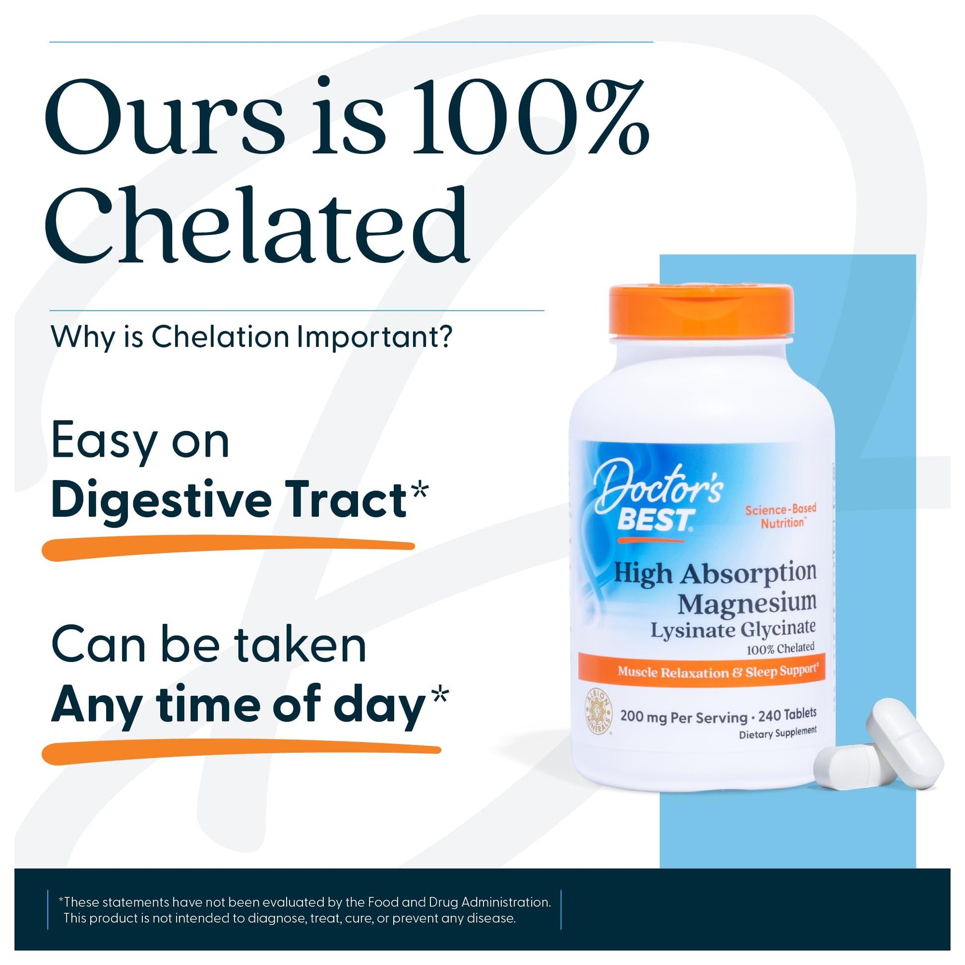 Doctor's Best High Absorption Magnesium Glycinate Lysinate Supplement for Sleep Support - Chelated Magnesium Tablets for Women & Men, 200mg per Serving, Supports Calm & Relaxation, Vegan - 240 Count Doctor's BEST uk supplements