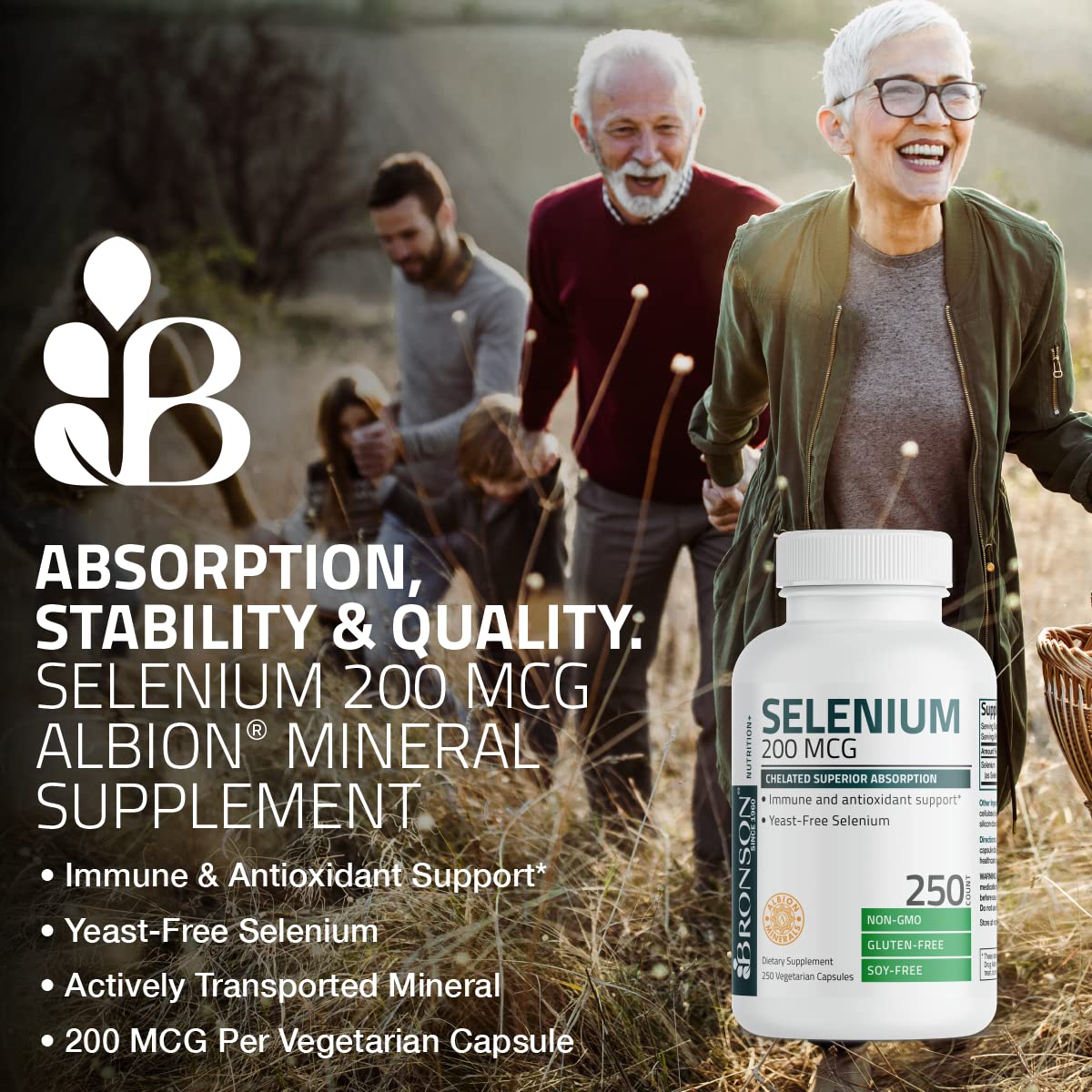 Bronson Selenium 200 mcg – Yeast Free Chelated Amino Acid Complex - Essential Trace Bronson uk supplements