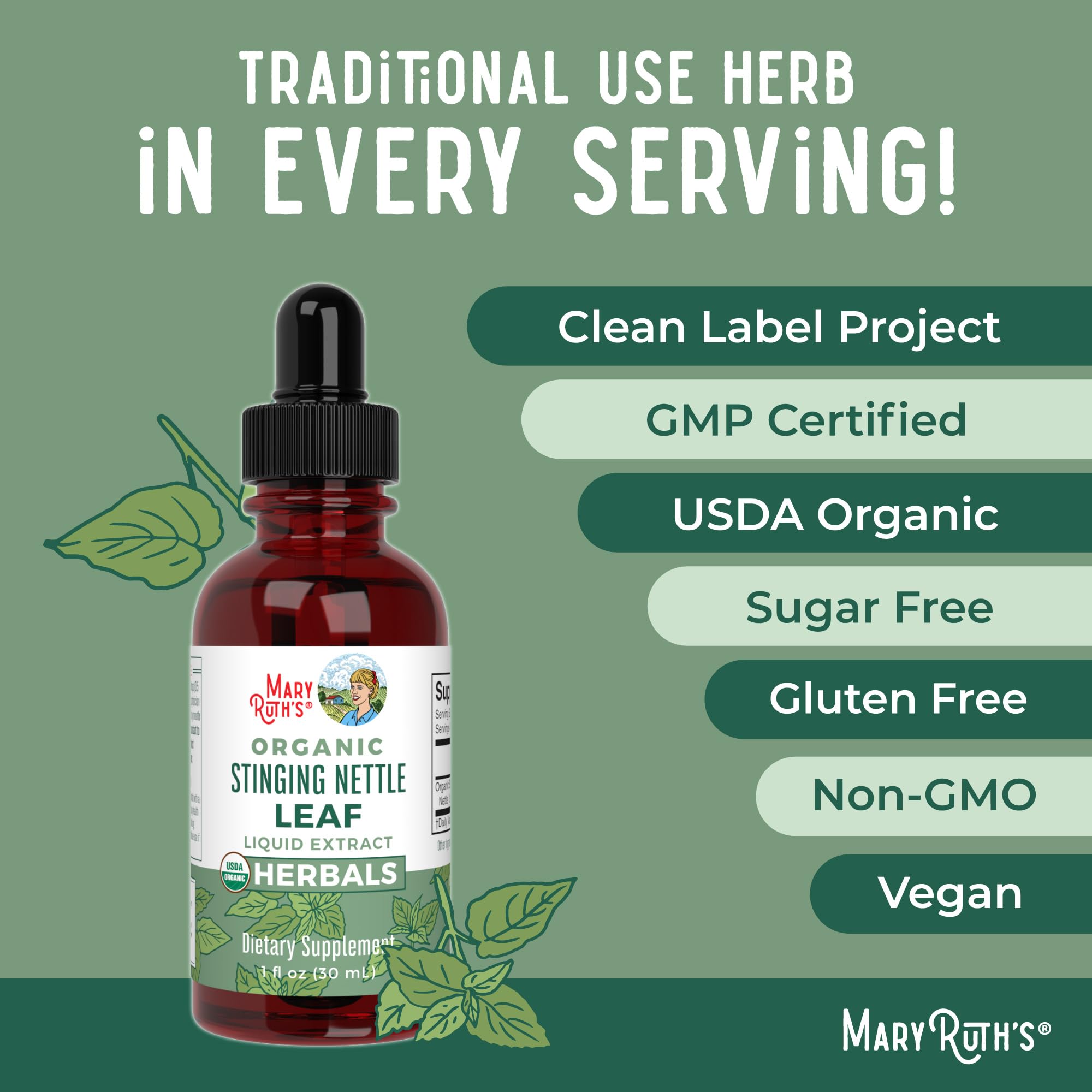 MaryRuth Organics Stinging Nettle Leaf Extract | Detox Supplement Herbal Drops | USDA Organic | Vegan | Non-GMO | Gluten Free | 1 Fluid Oz MARYRUTH'S uk supplements