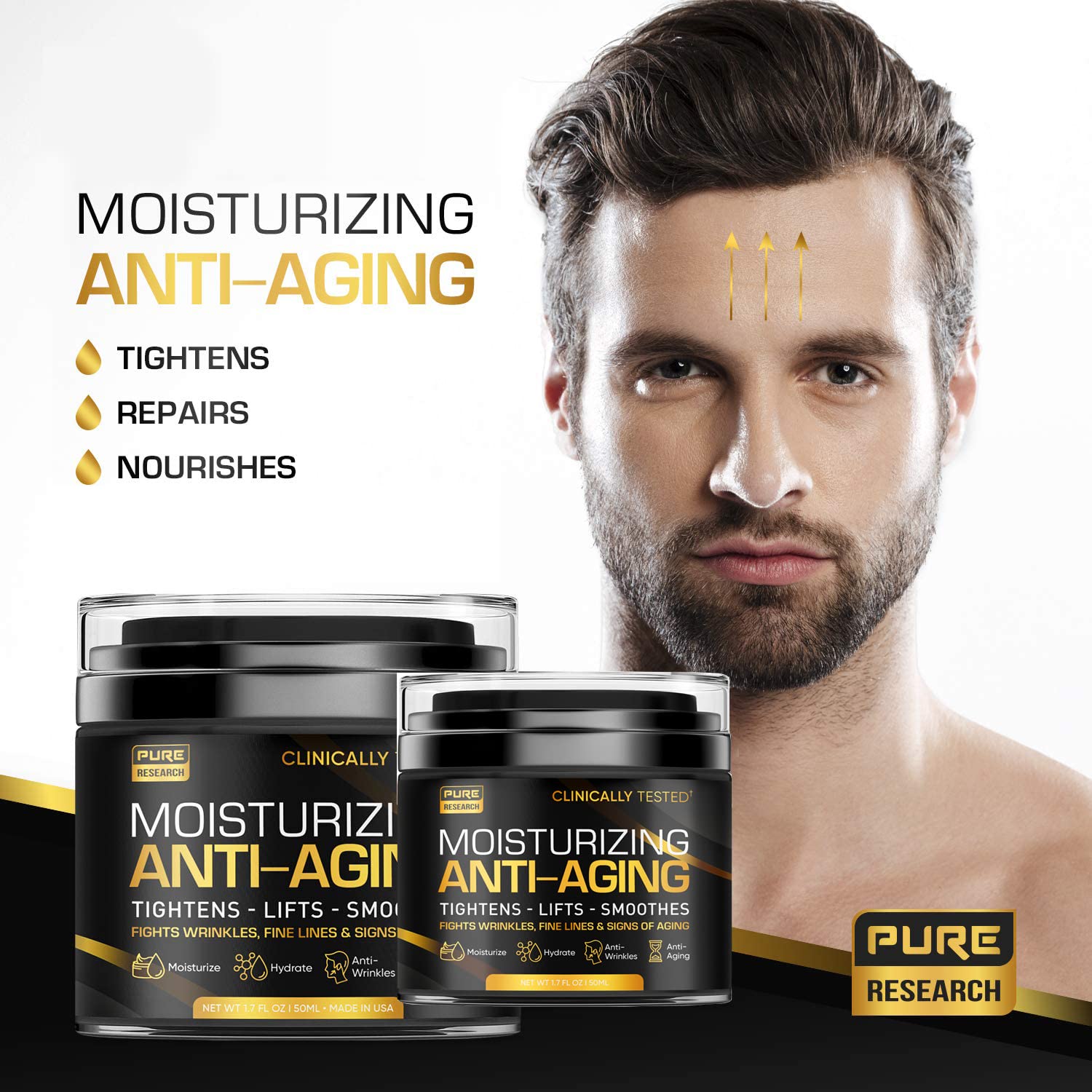 Men's Face Cream Moisturizer - Anti-Aging Cream For Men, Collagen, Retinol & Hyaluronic PURE RESEARCH uk supplements