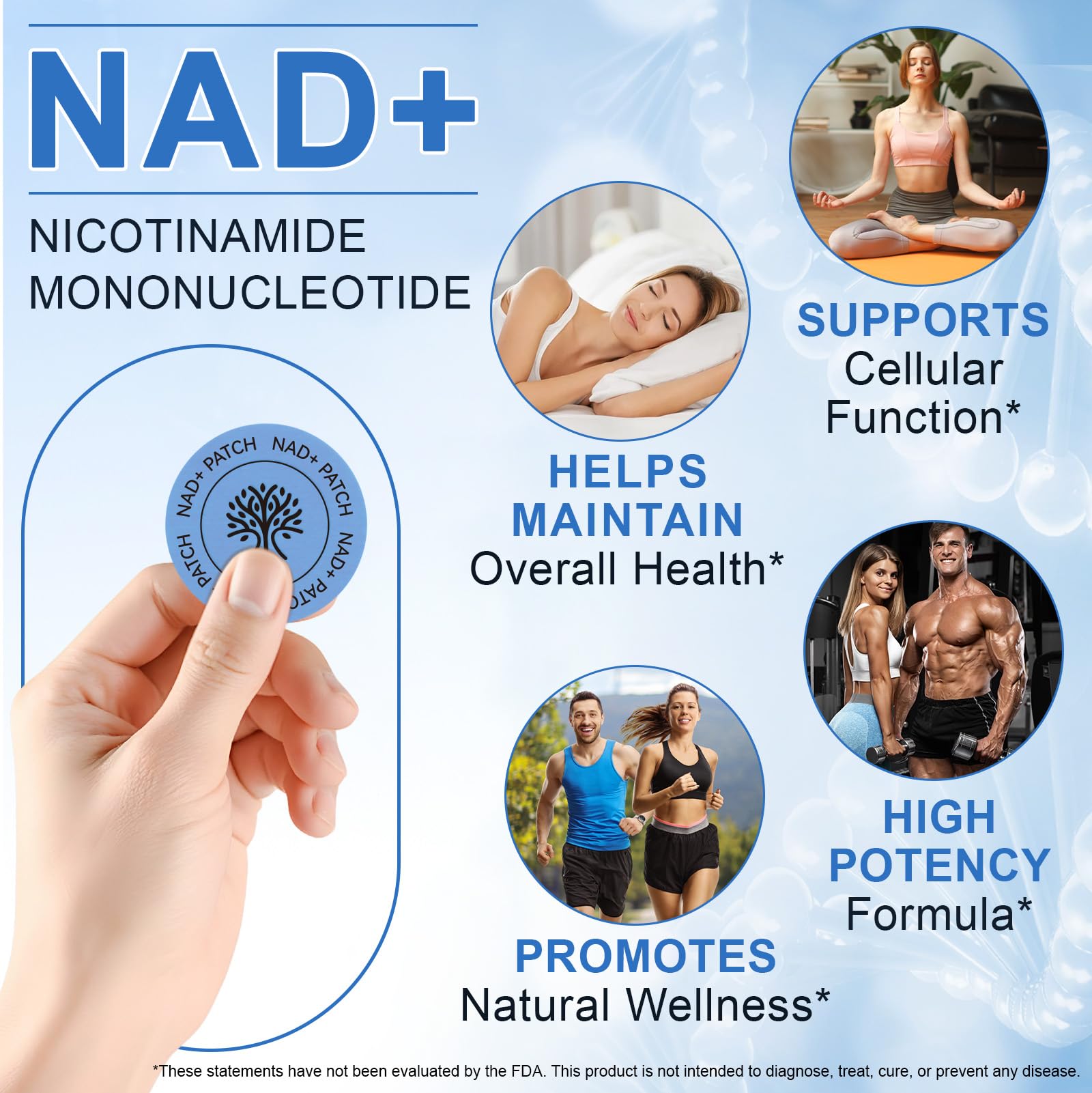 NAD Patches for Women & Men,One-Stop Solution for Skin and Wellness Support | NMNH, Resveratrol, Hyaluronic Acid, Vitamin C, & Coq10 l Premium 8-Hour Time-Release Patch for Enhanced Absorption MAYPJHEH uk supplements