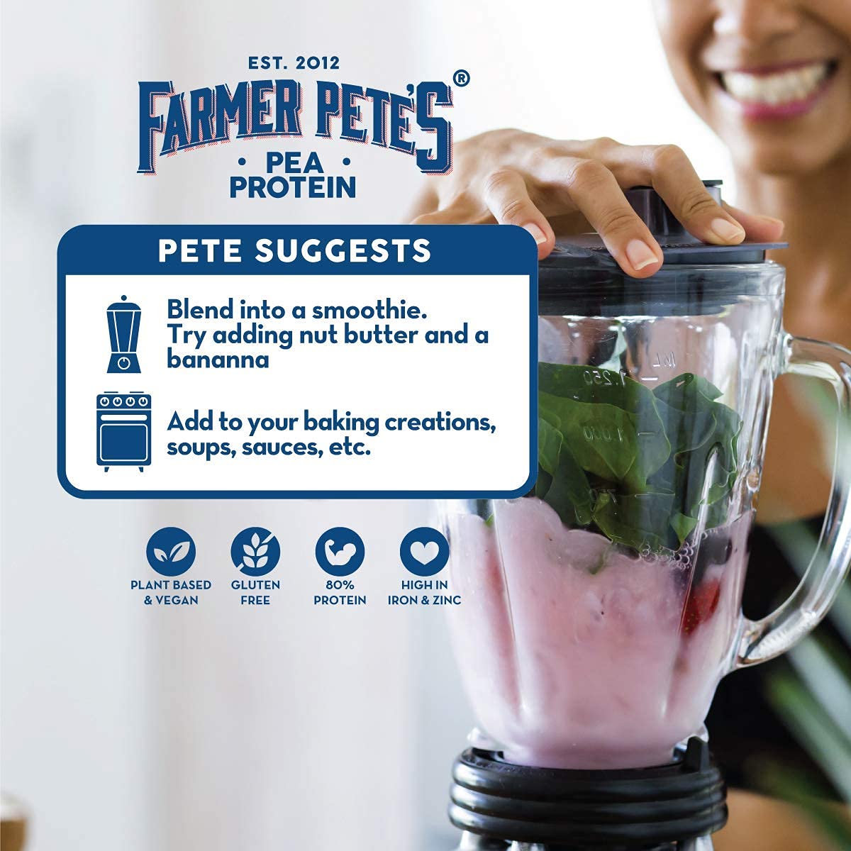 Farmer Pete's Pea Protein Powder 1kg - Dairy Free, Gluten Free, Natural Plant Based Vegan Protein Powder Isolate (1kg) Farmer Pete's uk supplements