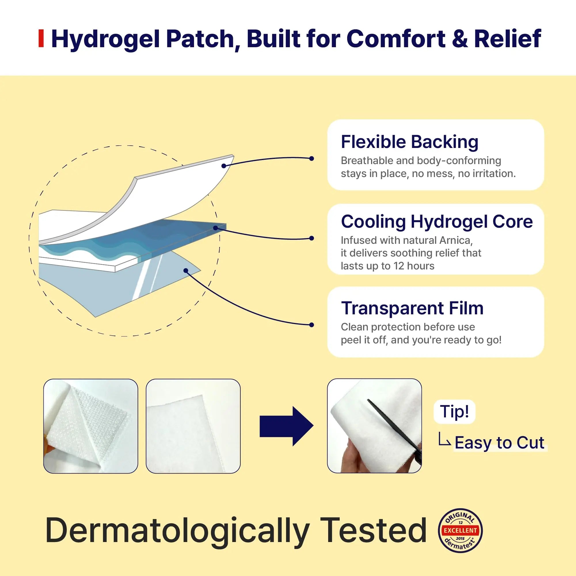 Arnica Hydrogel Pain Relief Patches | Natural Relief for Muscle, Joint, Bruises & Swelling | Flexible, Non-Greasy & Long-Lasting | Great for Back, Knee & Neck Pain (3.9"x4.7", 10, Count) Wooshin Labottach uk supplements