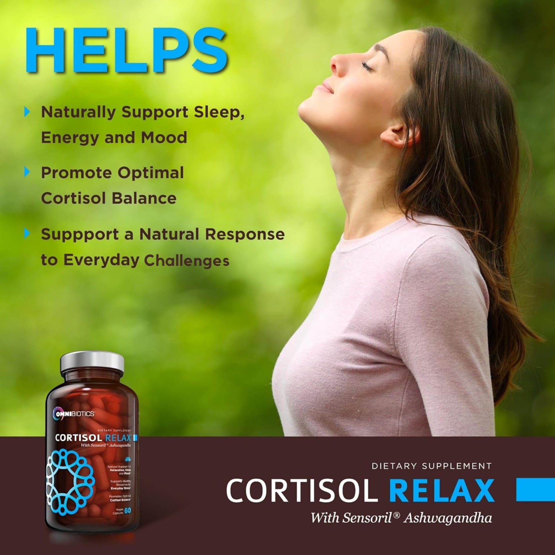 OmniBiotics Cortisol Supplement for Women and Men - High Cortisol Manager with Ashwagandha, L-Theanine, Magnolia Extract, Phosphatidylserine to Support Relaxation, Calm, Detox - 60 Vegan Capsules OmniBiotics uk supplements