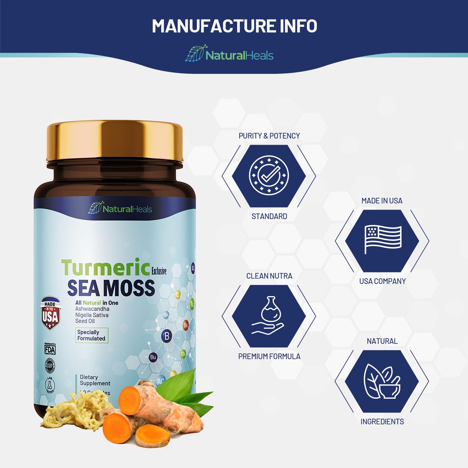 Natural Heals Sea Moss 3000mg: Black Seed Oil 2000mg Ashwagandha 1000mg Turmeric Natural Heals uk supplements