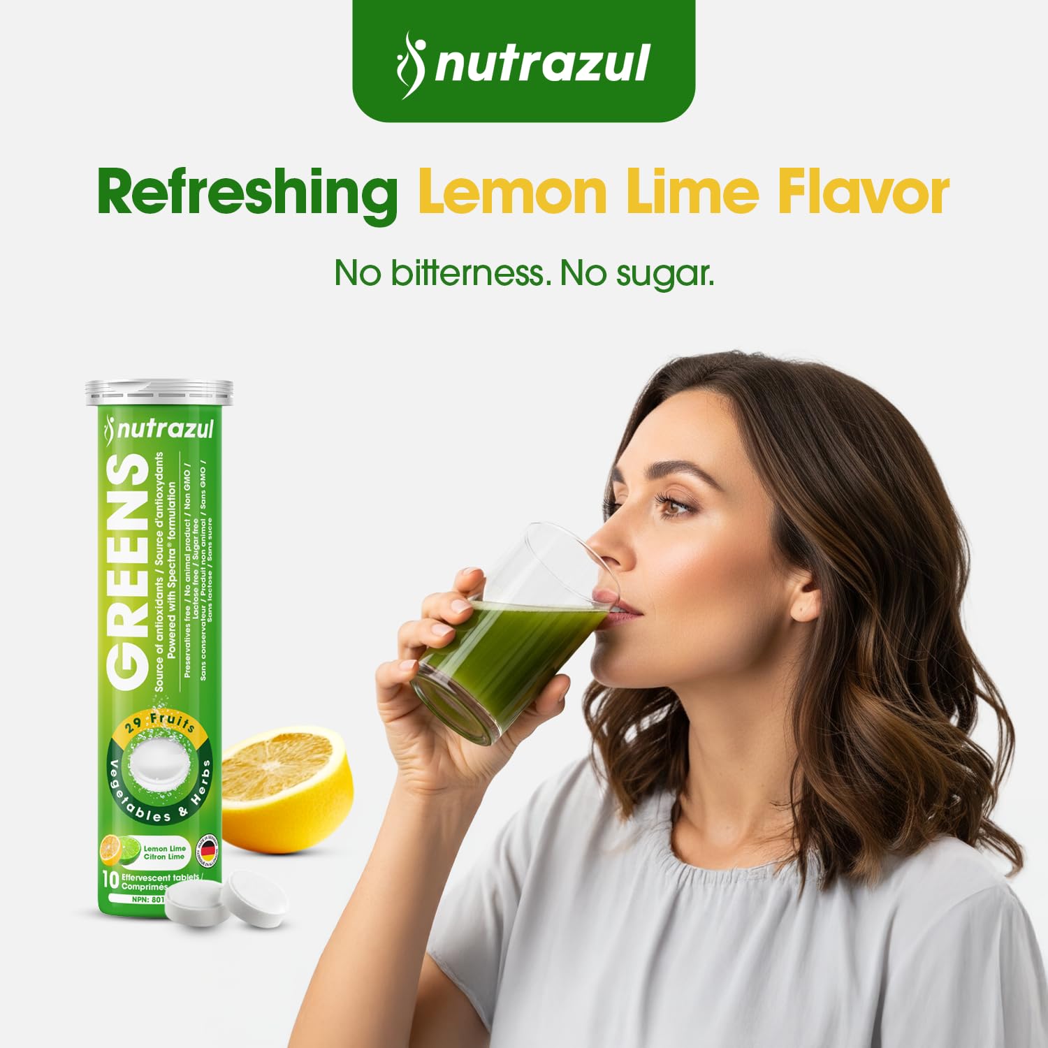 nutrazul Greens Effervescent Tablets - Daily Super Greens Supplement with 29 Superfoods - Antioxidant & Immune Support - Lemon Lime Flavor - Non-GMO - 30 Tablets nutrazul uk supplements