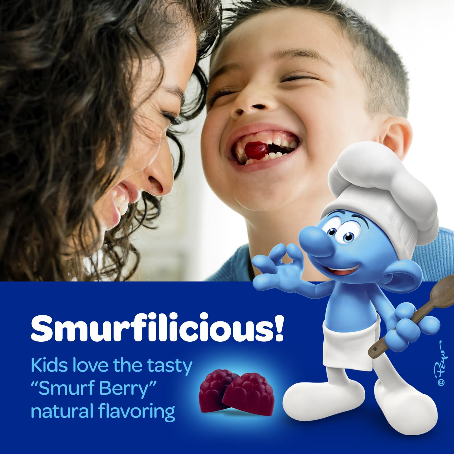 The Smurfs Nootropic Gummies for Kids with Vitamin B12 & L-Theanine | Laser Focus Gummy for Focus and Memory Supplements | Made with Real Fruit in a Smurf Berry | Doctor Developed | 60 Vegan Gummies VITABURST uk supplements