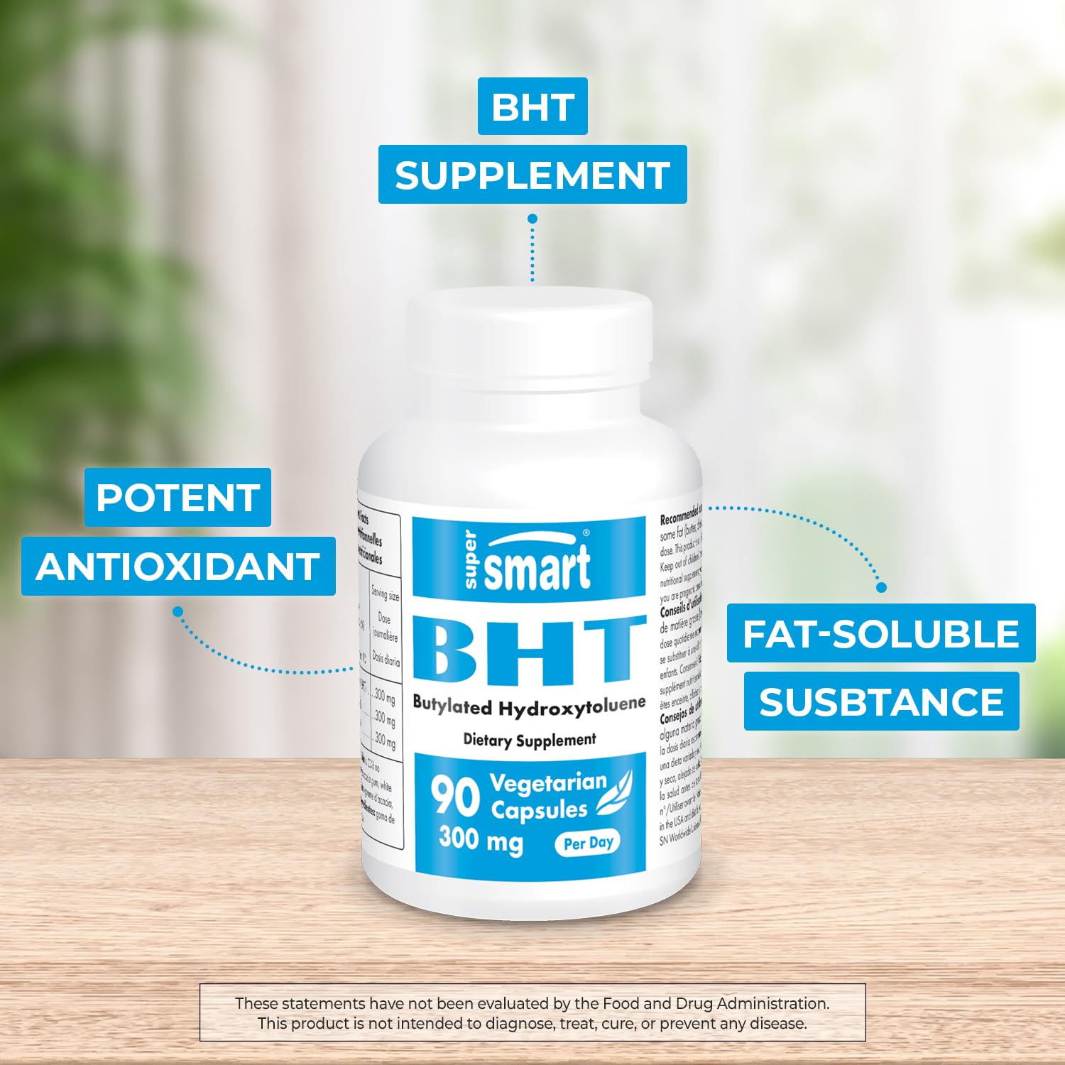 Supersmart - BHT 300 mg Per Day - Butylated Hydroxytoluene - Powerful Antioxidant Supersmart uk supplements