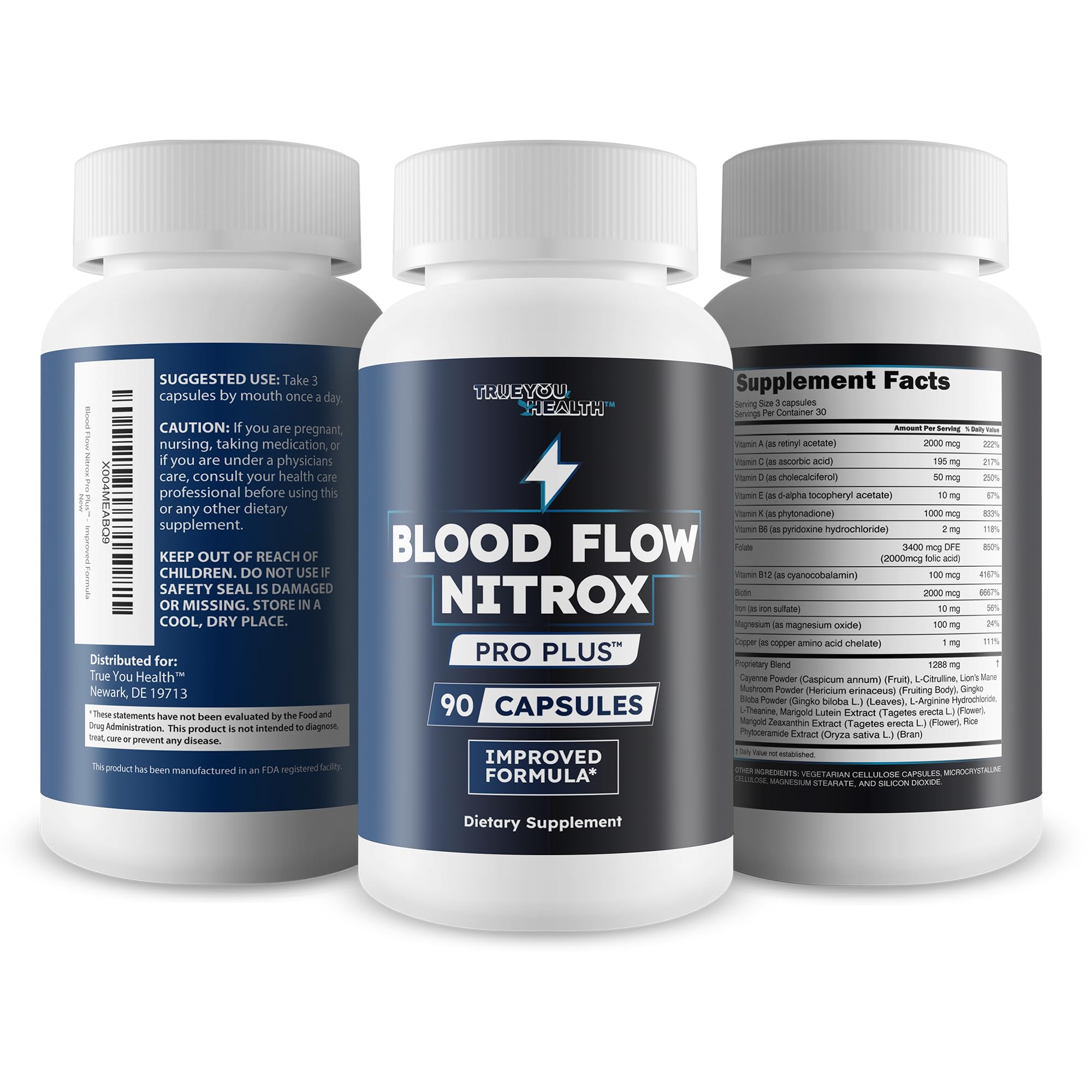 Blood Flow Nitrox Pro Plus - Improved Formula - Our Best Blood Circulation Supplements For Men - Vasodialators - Increase Blood Flow Care Blood Circulation Supplement Blood Flow Supplement For Men True You Health uk supplements