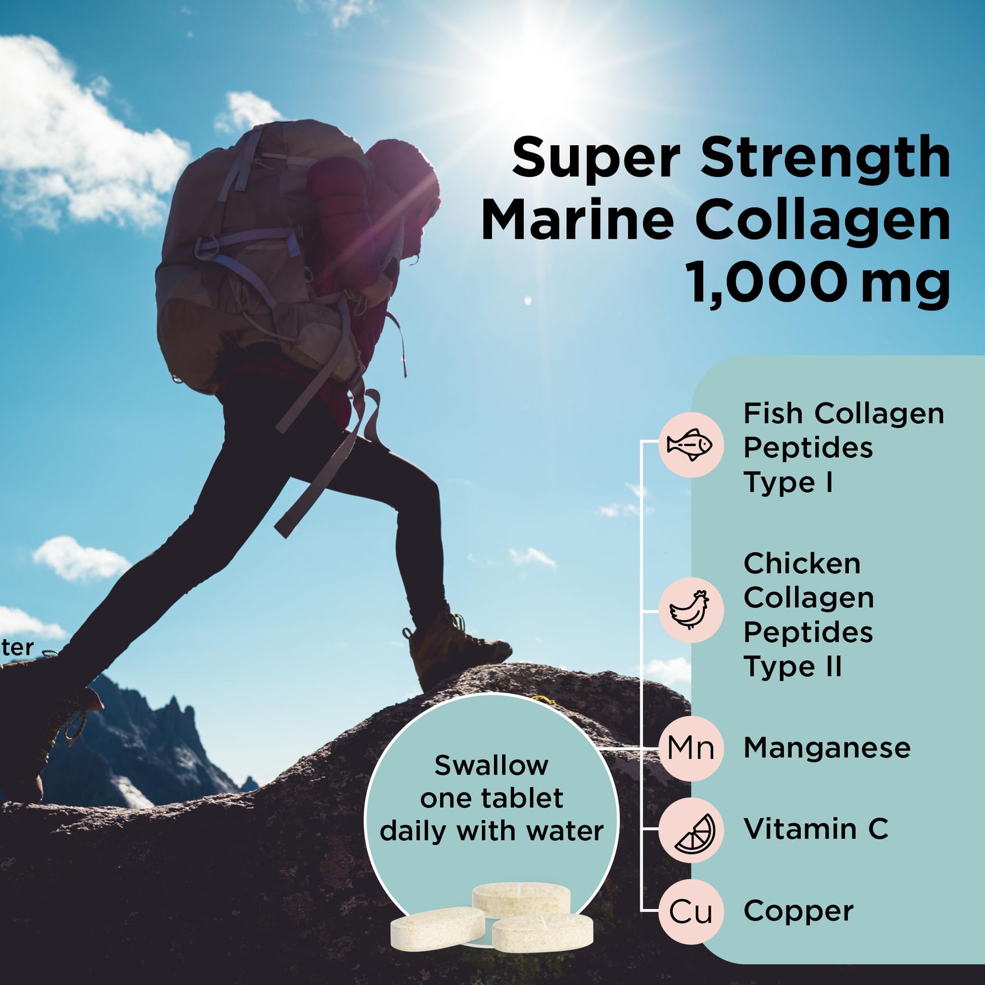 Healthspan 1,000mg Marine Collagen Complex 60 Tablets | 800mg Type I + 200mg Type II Collagen healthspan uk supplements