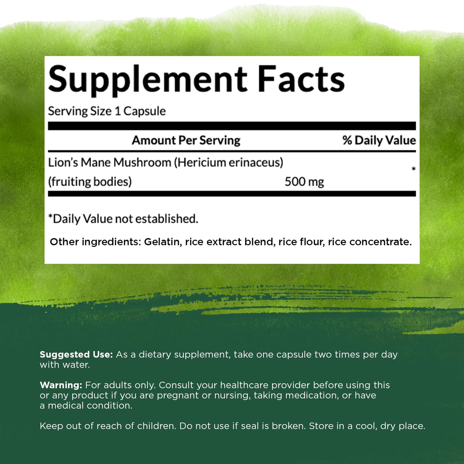 Swanson Lion's Mane Mushroom Capsules - 500 mg Each, 60 Capsules Swanson uk supplements
