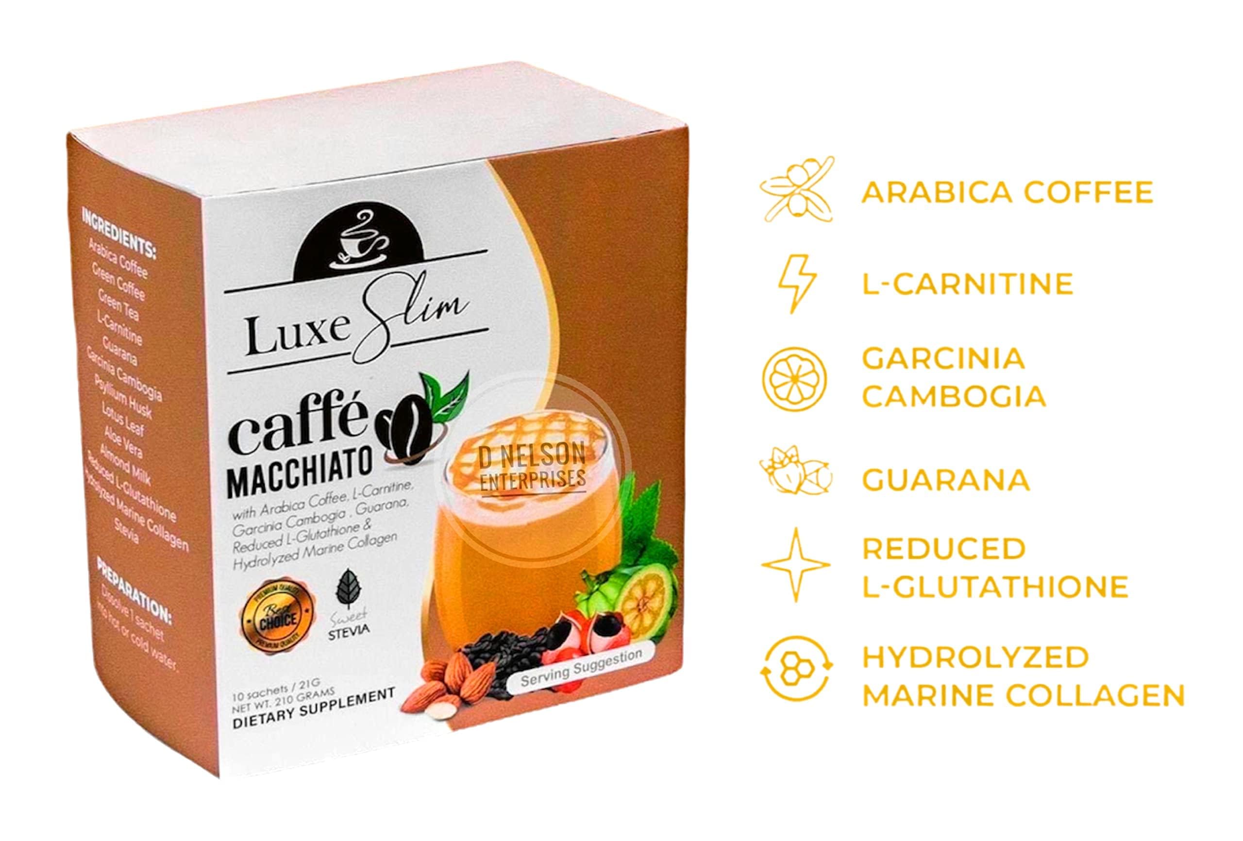 Luxe Slim Cafe Macchiato with Hydrolyzed Collagen & Glutathione, 21g x 10 Sachets, 0.74 Ounce Luxe Slim uk supplements