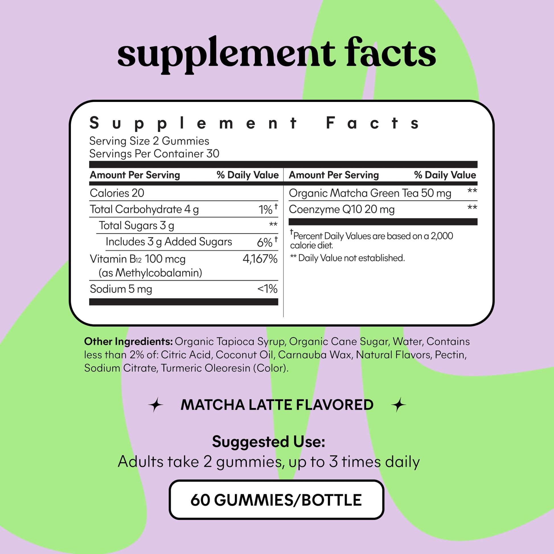 Lemme Matcha Superfood Energy Gummies with Organic Matcha Green Tea, Vitamin B12 Lemme uk supplements
