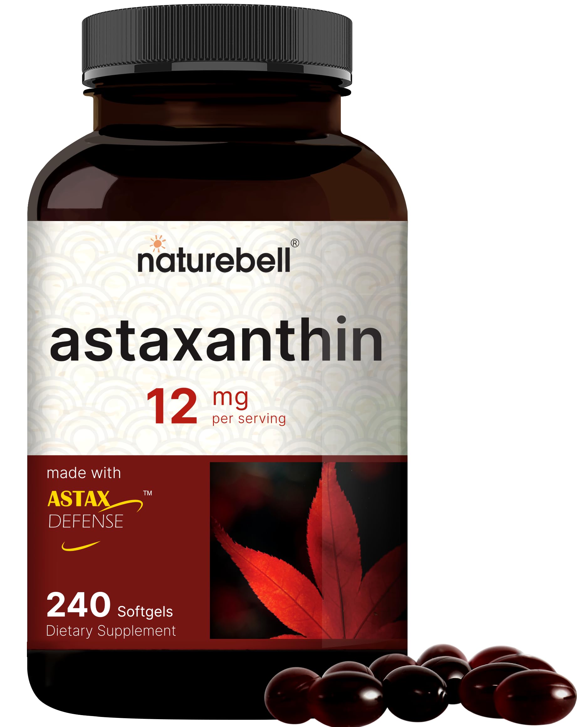NatureBell Astaxanthin 12mg, 240 Softgels, Made with Astax, Max Strength NatureBell uk supplements