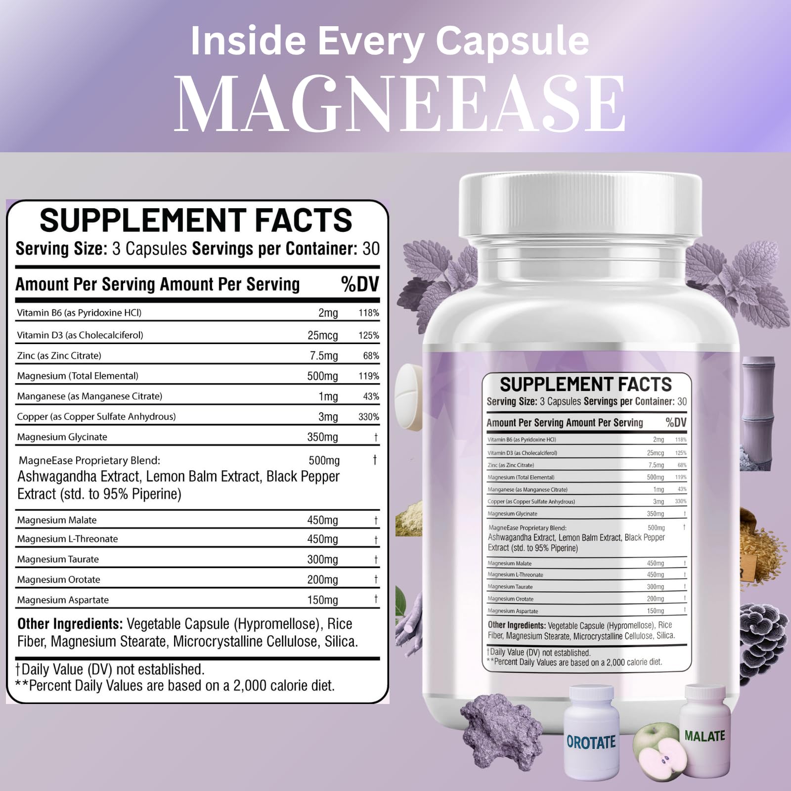 Kun Shafi Magnesium Complex with Magnesium Glycinate Malate, L-Threonate, Taurate, Orotate, Zinc,Aspartate, Copper Manganese & Vitamin D3 B6 Complex - 1Pack Kun Shafi uk supplements