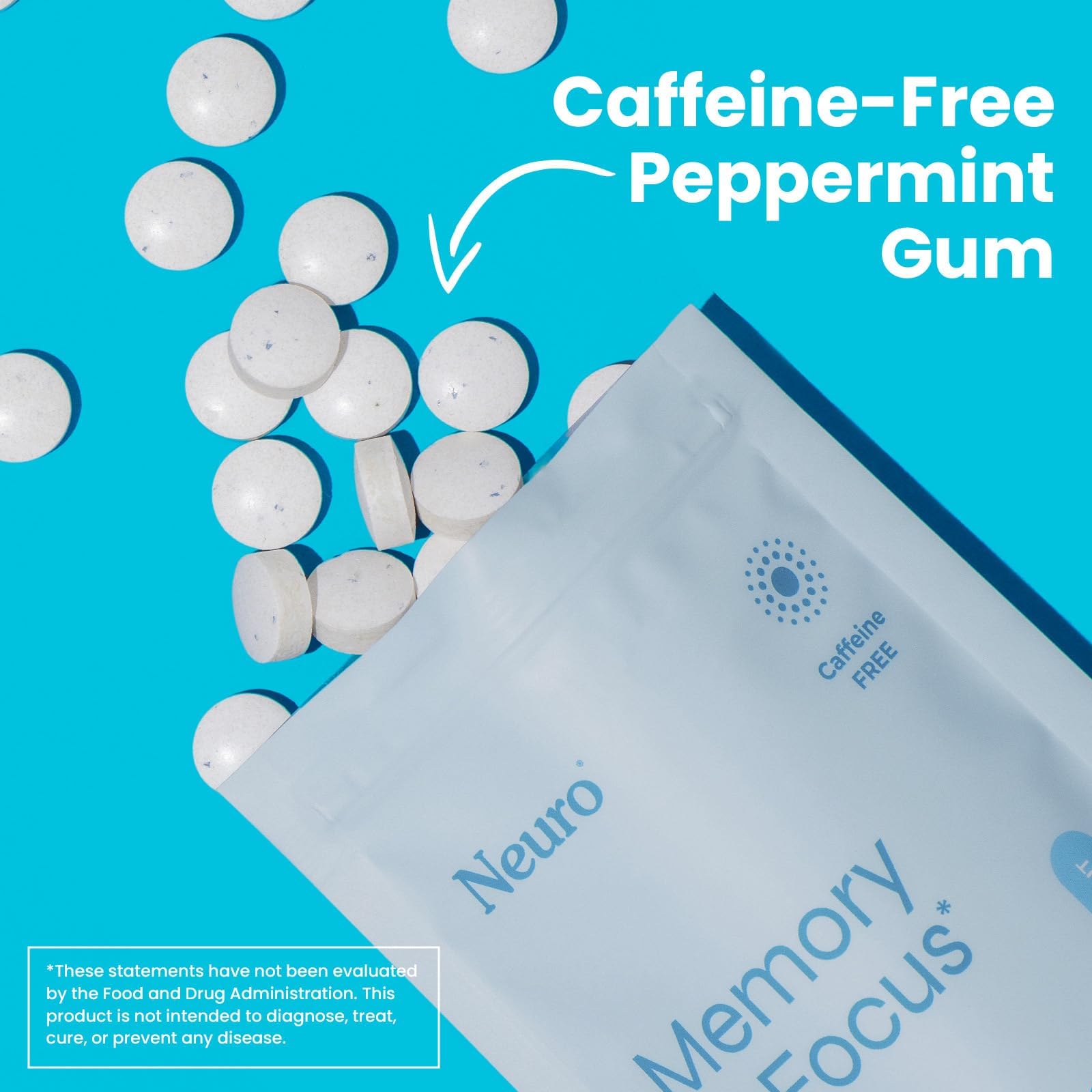 Neuro Memory & Focus Gum - Nootropic Gum with Vitamin B12, Vitamin B6, L-Theanine & Ginseng Extract - Natural Brain Support Supplement - Vegan, Caffeine & Sugar Free Chews - Peppermint, 90 ct Neuro uk supplements