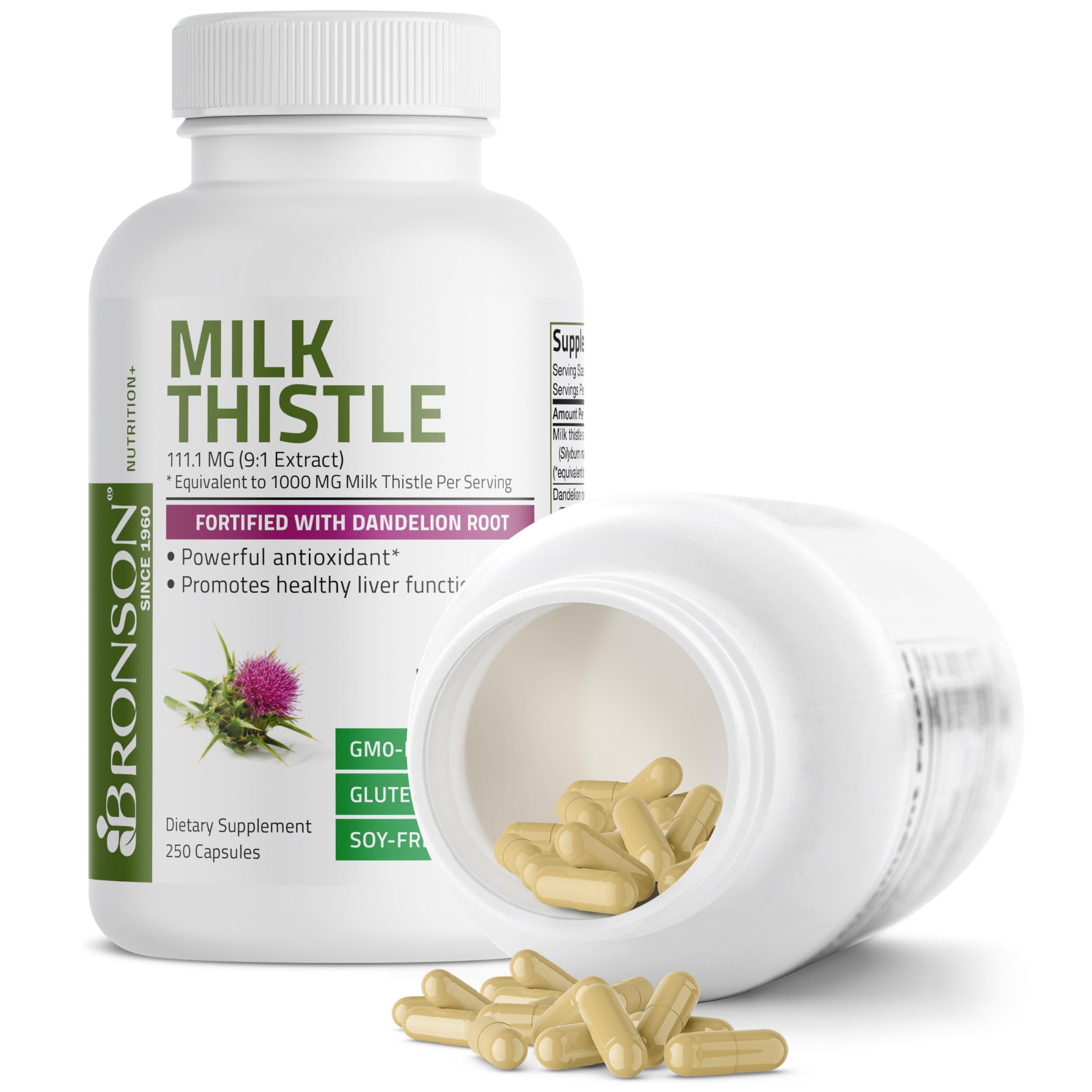 Bronson Milk Thistle Silymarin Marianum & Dandelion Root Liver Health Support Bronson uk supplements