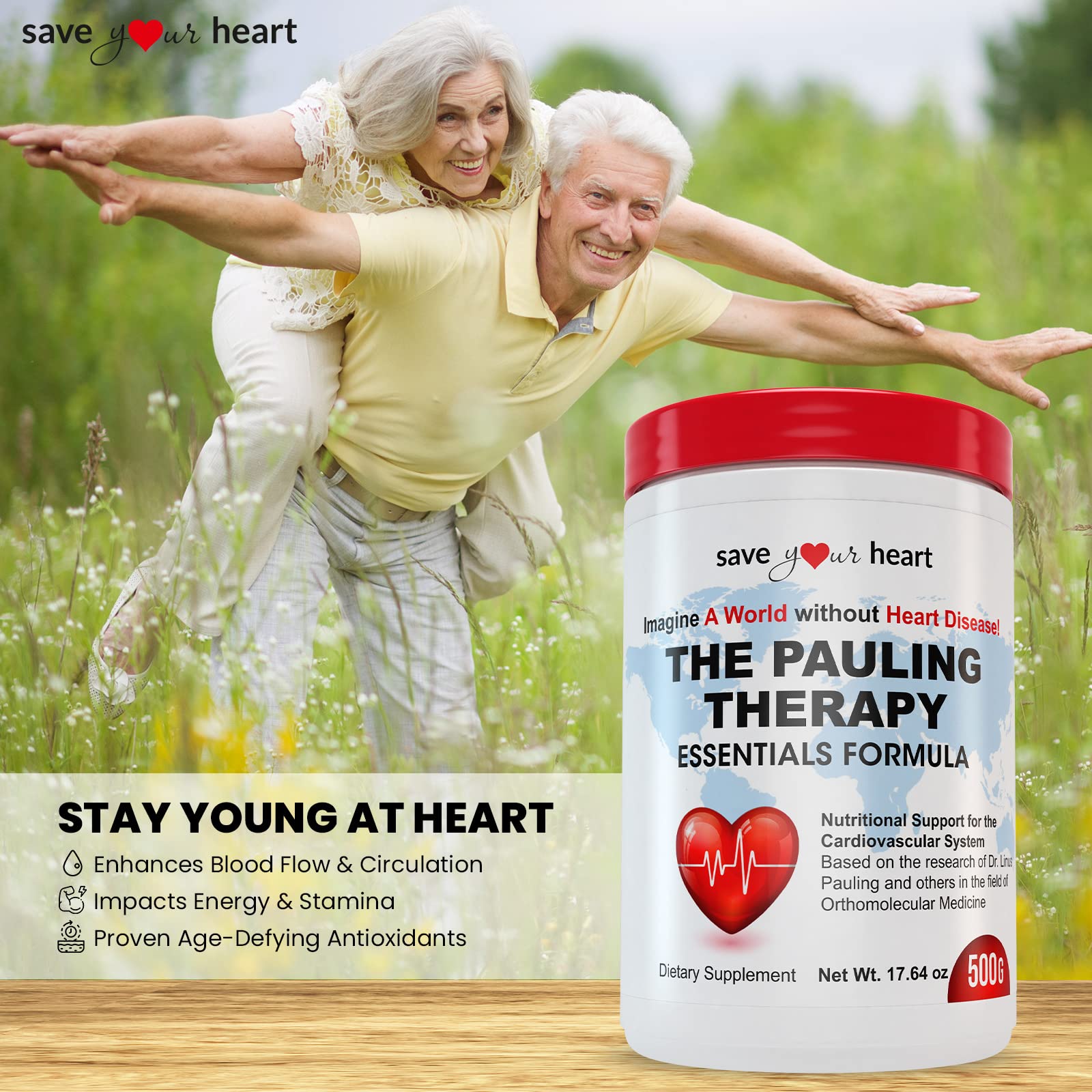 SAVE YOUR HEART Cardio Heart Health Powder Supplement - The Pauling Therapy Essentials Formula (PTEF) Healthy Vitamin C, B-12, L-Lysine, L-Arginine, Magnesium, Zinc + Vitamins, Minerals & Antioxidants SAVE YOUR HEART uk supplements