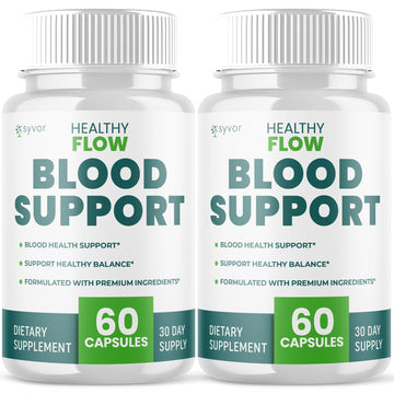 (2 Pack) Healthy Flow Blood Support Capsules, Official Healthy Flow Blood Support Pills with All Natural Ingredients, Advanced Formula Supplement with Premium Vitamins for Men & Women (120 Capsules) Syvor uk supplements