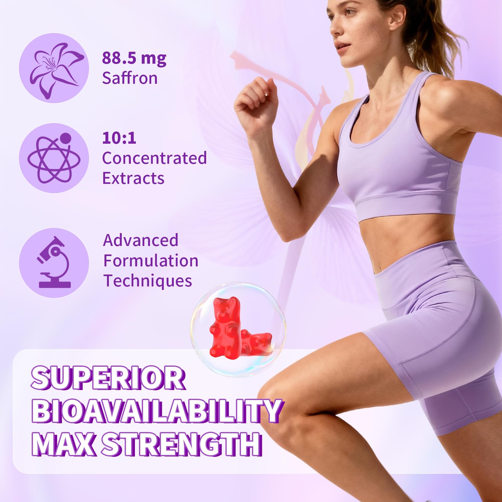 YXSW Saffron Gummies, Saffron Supplements for Kids & Adults with Ashwagandha, L-Theanine, Lemon Balm, Vitamin D3, B6, Magnesium & Zinc - Support Focus, Relaxation, Raspberry Flavor, 120 Count YXSW uk supplements