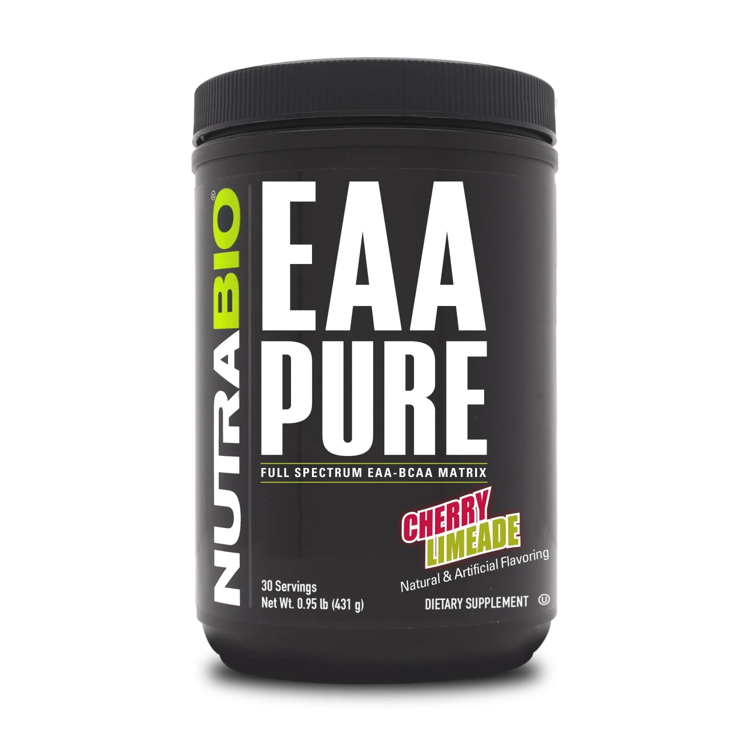 NutraBio – EAA Pure – 9 Amino Acids – Muscle Repair and Recovery, 30 Servings, Cherry Limeade – Pre or Post Workout – All Day Recovery NutraBio uk supplements