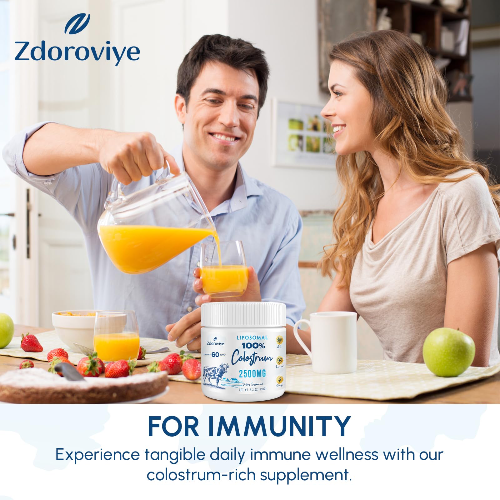 Zdoroviye Liposomal Bovine Colostrum Powder Supplement 2500 mg, Higher Absorption Than Regular Bovine Colostrum (60 Servings) Zdoroviye uk supplements