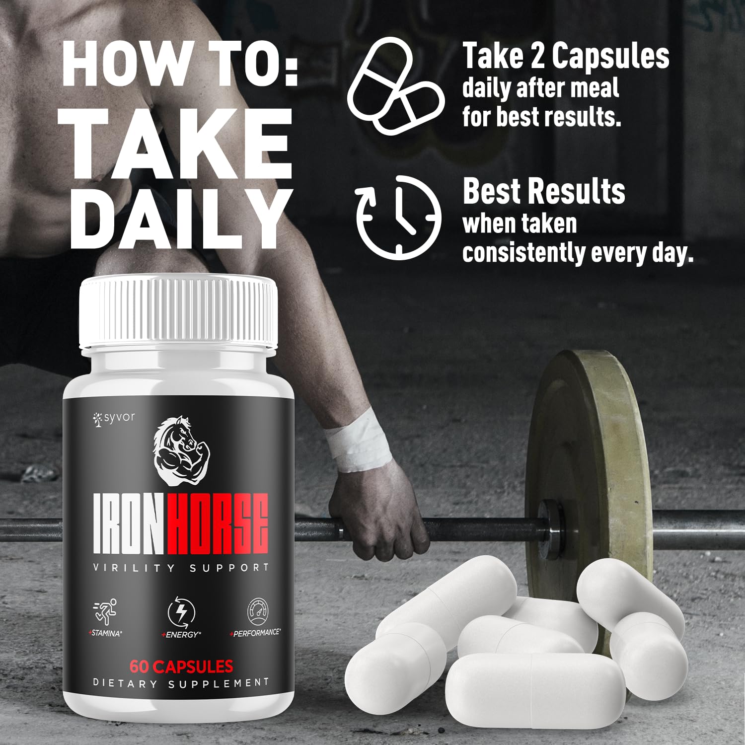 Iron Horse Supplement Pills, Official Iron Horse Pills for Men with All Natural Ingredients, Advanced IronHorse Capsules Designed to Support Health and Wellness with Premium Vitamins (60 Capsules) Syvor uk supplements