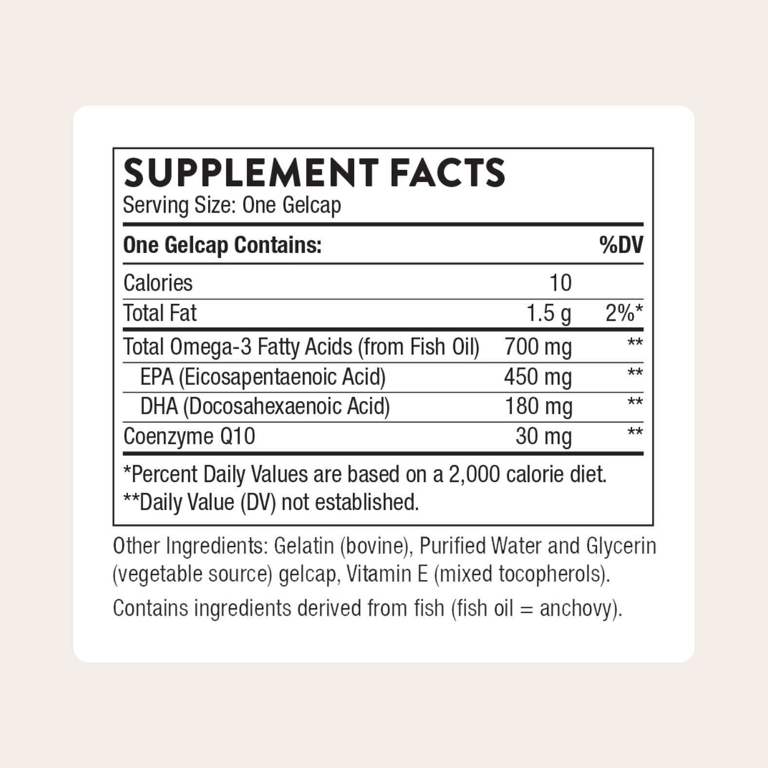THORNE - Omega-3 with CoQ10 - Omega-3 Fatty Acids Supplement with CoQ10 - EPA and DHA - 90 Gelcaps THORNE uk supplements