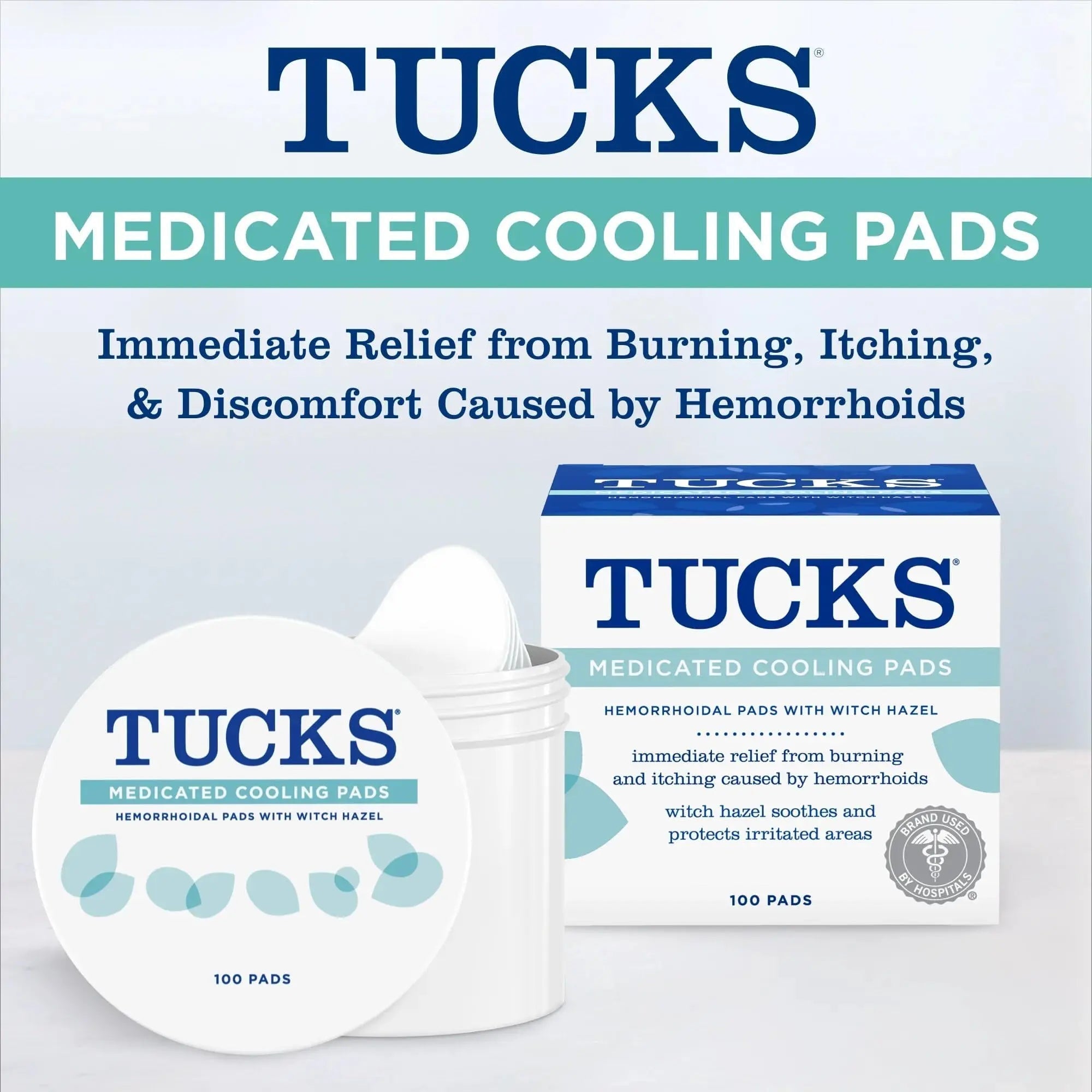 TUCKS Medicated Cooling Pads, 100 Count – Hemorrhoid Pads with Witch Hazel, Cleanses Sensitive Areas, Protects from Irritation, Hemorrhoid Treatment, Medicated Pads Used by Hospitals TUCKS uk supplements