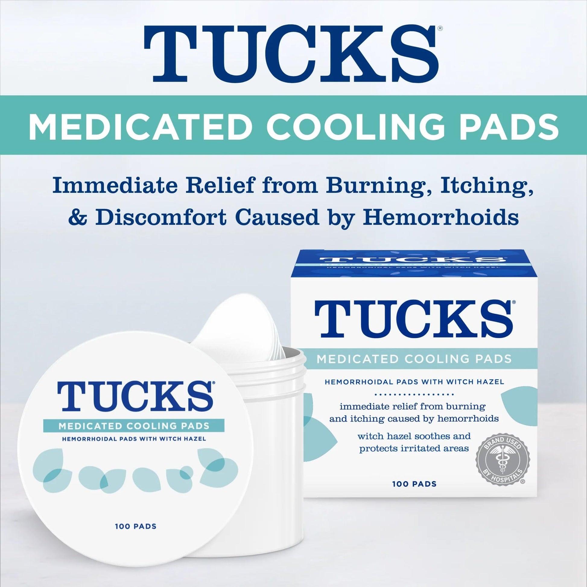 TUCKS Medicated Cooling Pads, 200 Count - Witch Hazel Pads for Sensitive Areas, Cleanse and Protect from Irritation TUCKS uk supplements