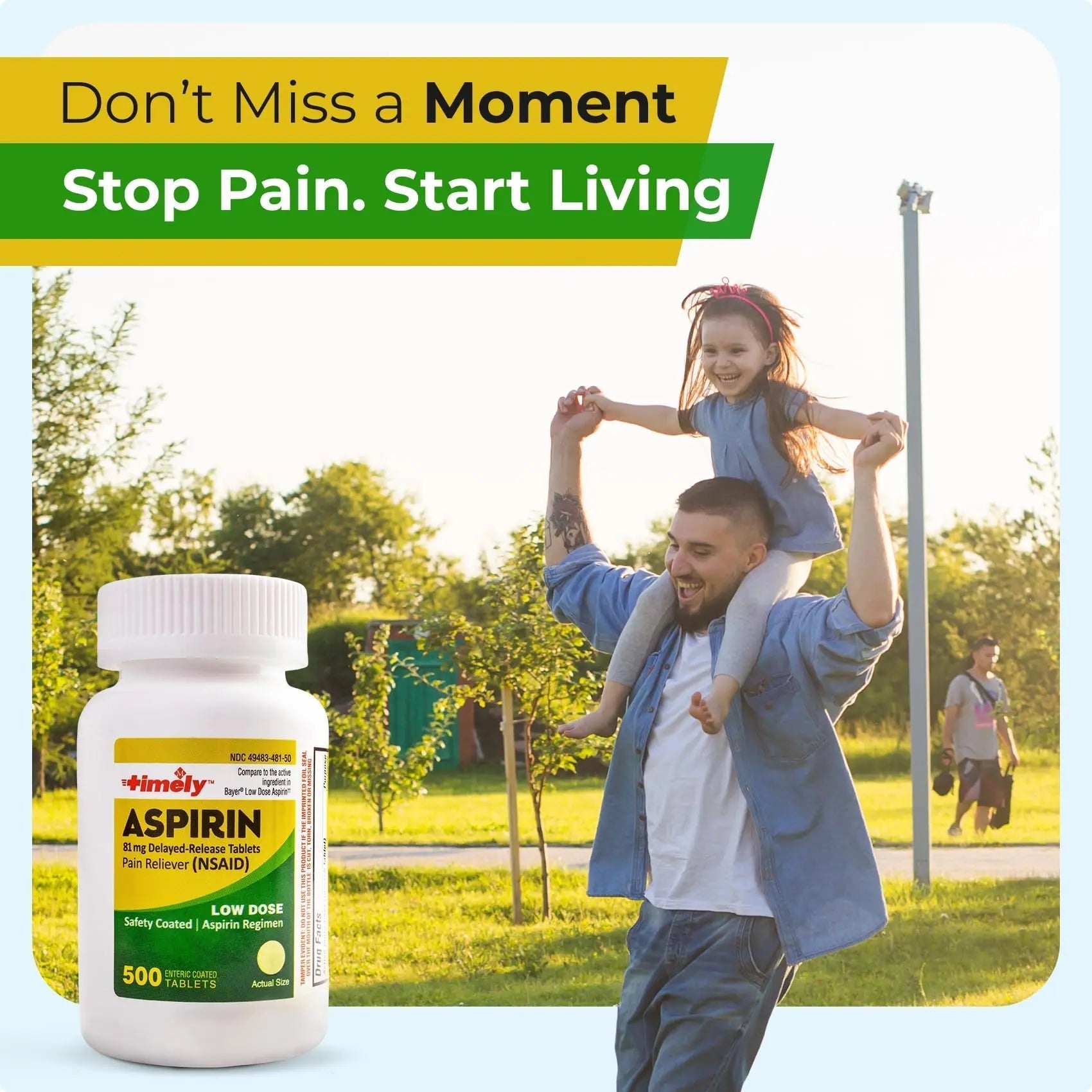TIME-Cap Labs 500 Tablets Low Dose Aspirin 81mg Enteric Coated - NSAID Pain Reliever & Fever Reducer for Adults, Helps with Minor Aches, Headaches, Muscle Pain, Toothaches, and Joint Discomfort TIME-CAP LABS, INC. uk supplements