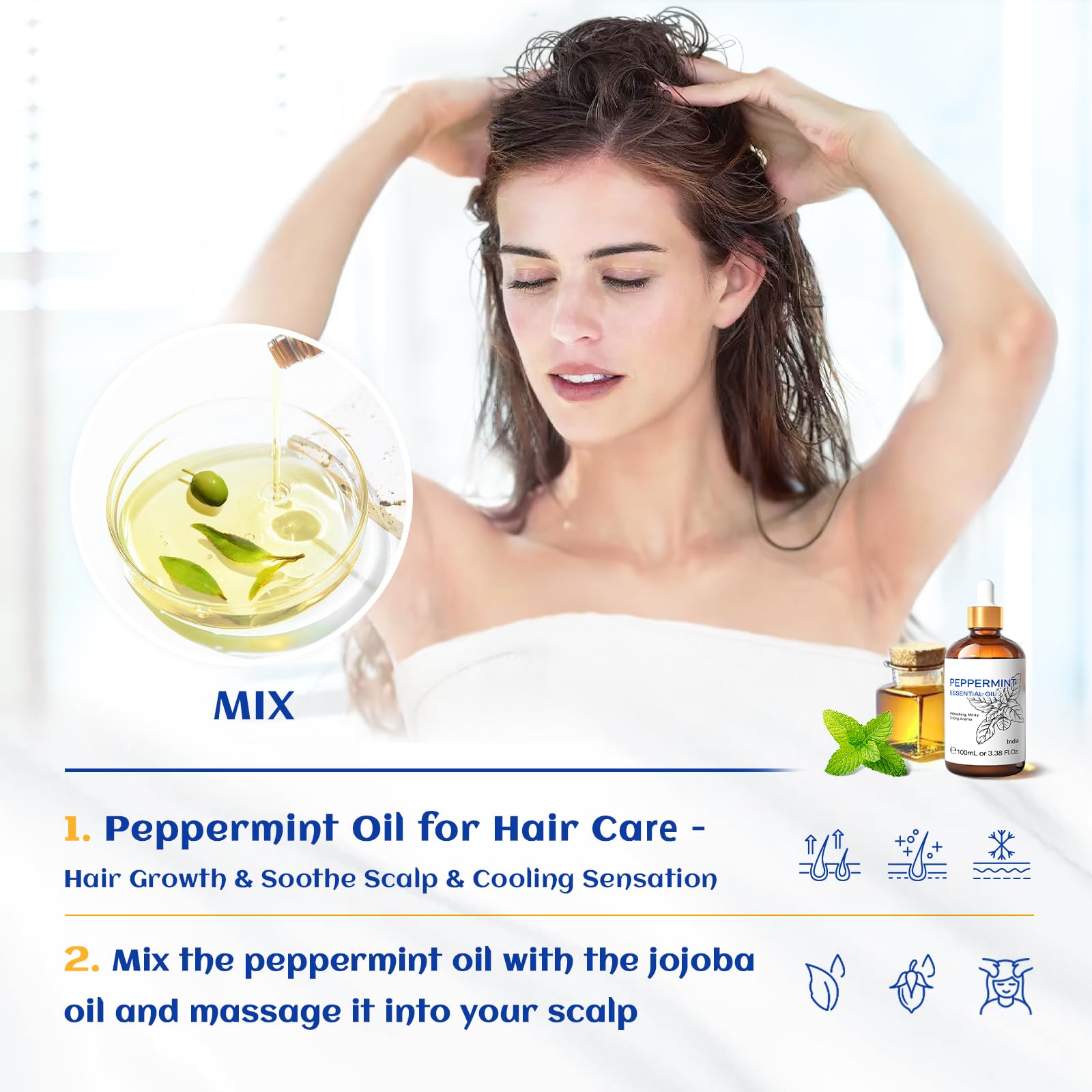 HIQILI Peppermint Essential Oil, 100% Pure Natural for Diffuser, Hair, Massage, Add to Spray HIQILI uk supplements