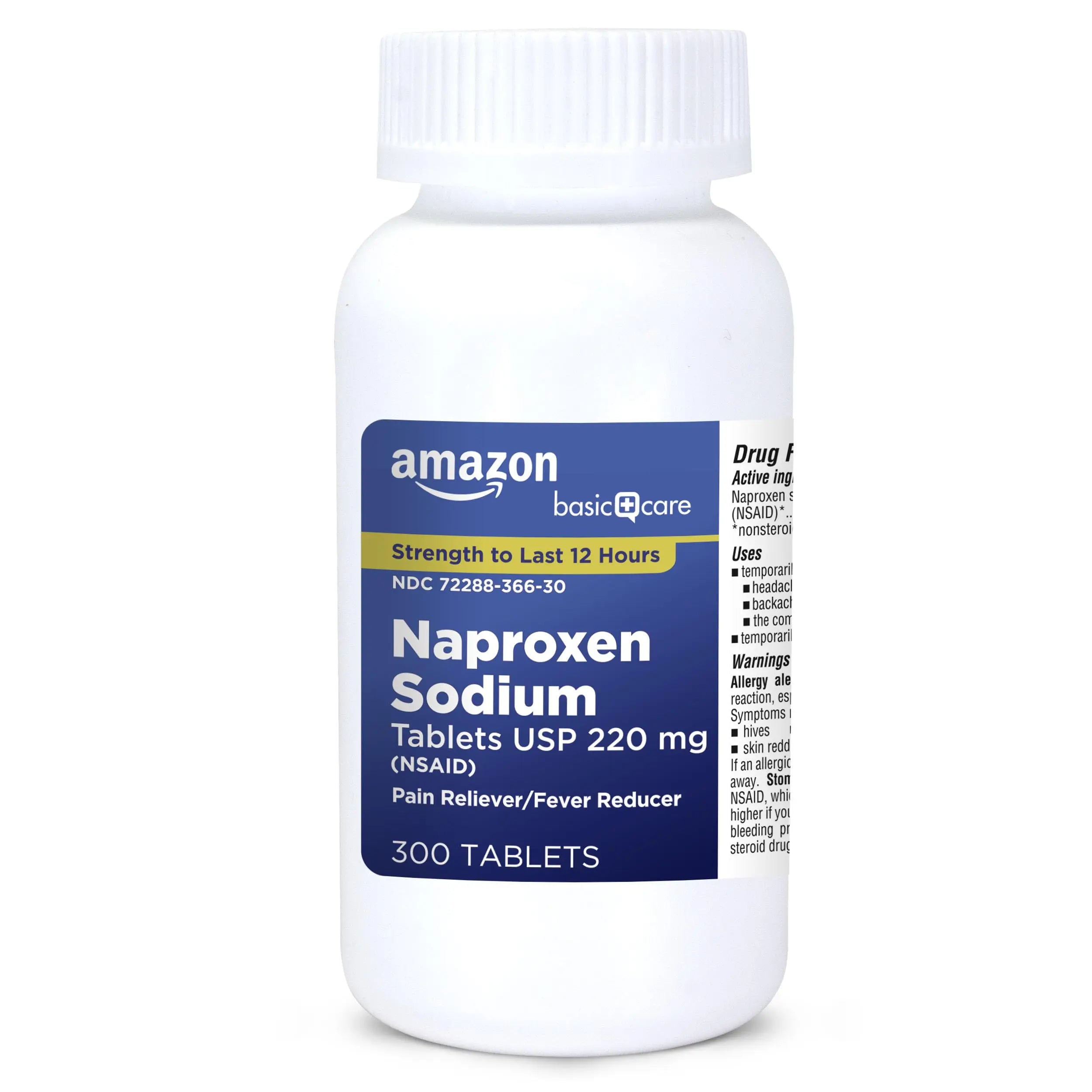 Amazon Basic Care Naproxen Sodium Tablets 220 mg, Pain Reliever/Fever Reducer (NSAID), 12-Hour Relief for Headache, Backache, Menstrual Pain, Muscle Aches, Arthritis, 300 Count Amazon Basic Care uk supplements